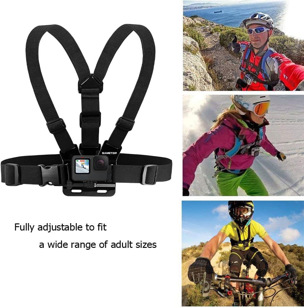 Sametop Chest Mount Strap Harness Chesty Body Mount Compatible With Gopro Hero 13, 12, 11, 10, 9, 8, 7, 6, 5, 4, Session, 3+, 3, 2, 1, Max, Hero (2018), Akaso, Dji Osmo Action Cameras