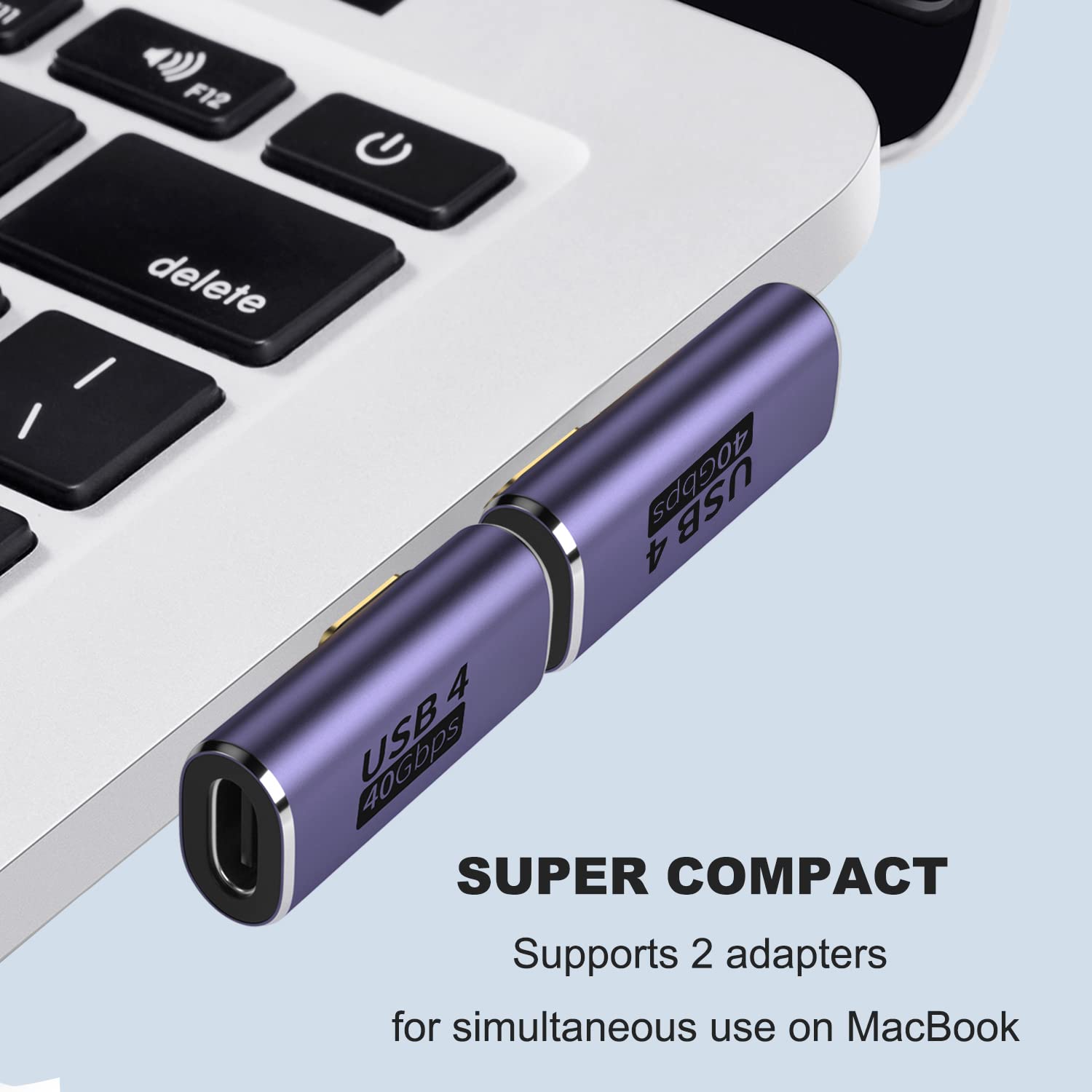 Areme 2 Pack Usb C Male To Female Adapter, 90 Degree Right Angle Type C Extender Support 100W, 40Gbps, 8K@60Hz For Thunderbolt 4/3, Macbook Pro/Air, Laptop, Phones And More Type C Devices (Purple)