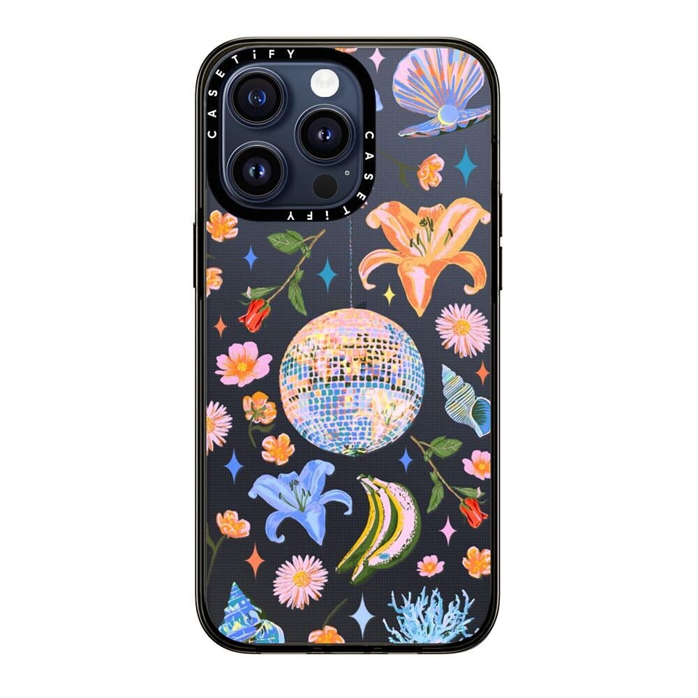 Casetify Compact Case For Iphone 15 Pro Max [2X Military Grade Drop Tested / 4Ft Drop Protection]   Disco Magic   Clear Black