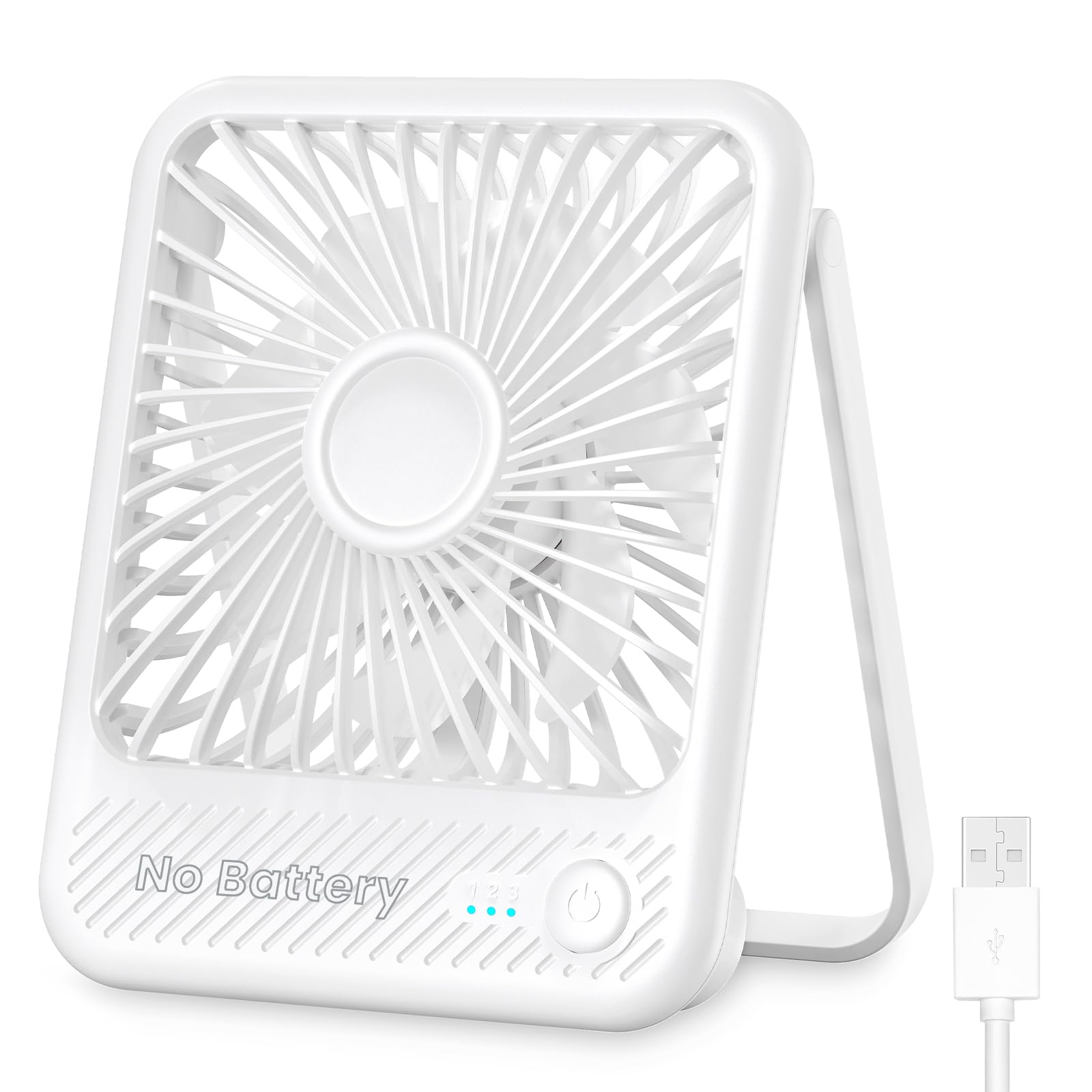 Koonie Usb Desk Fan, Strong Wind Ultra Quiet Small Personal Fan With 180 Tilt Folding And 3 Speeds Adjustable, Usb C Corded Powe