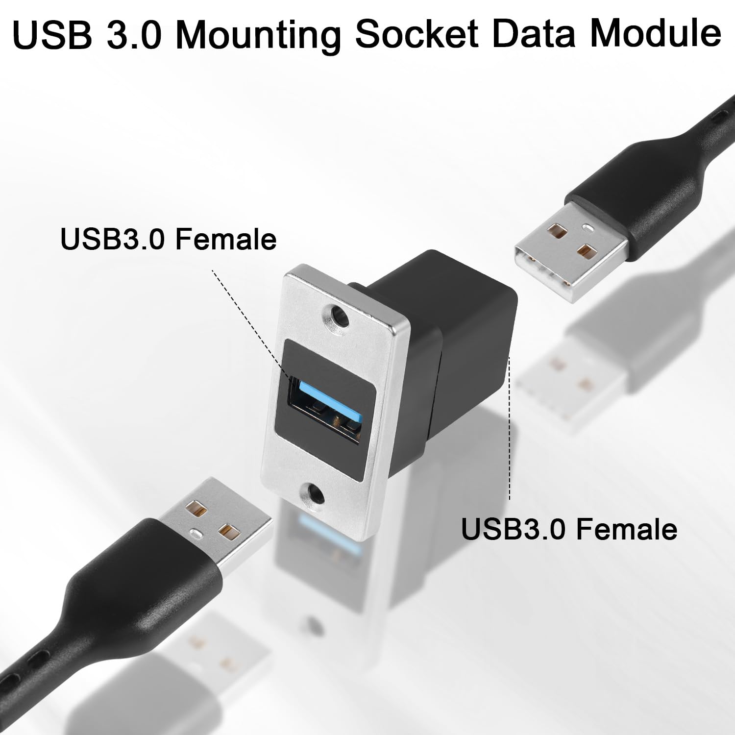 Qianrenon 5Gbps Usb3.0 Rectangular Metal Panel Adapter Usb3.0 Female To Female Panel Mount Connector Usb 3.0 Mounting Socket Dat