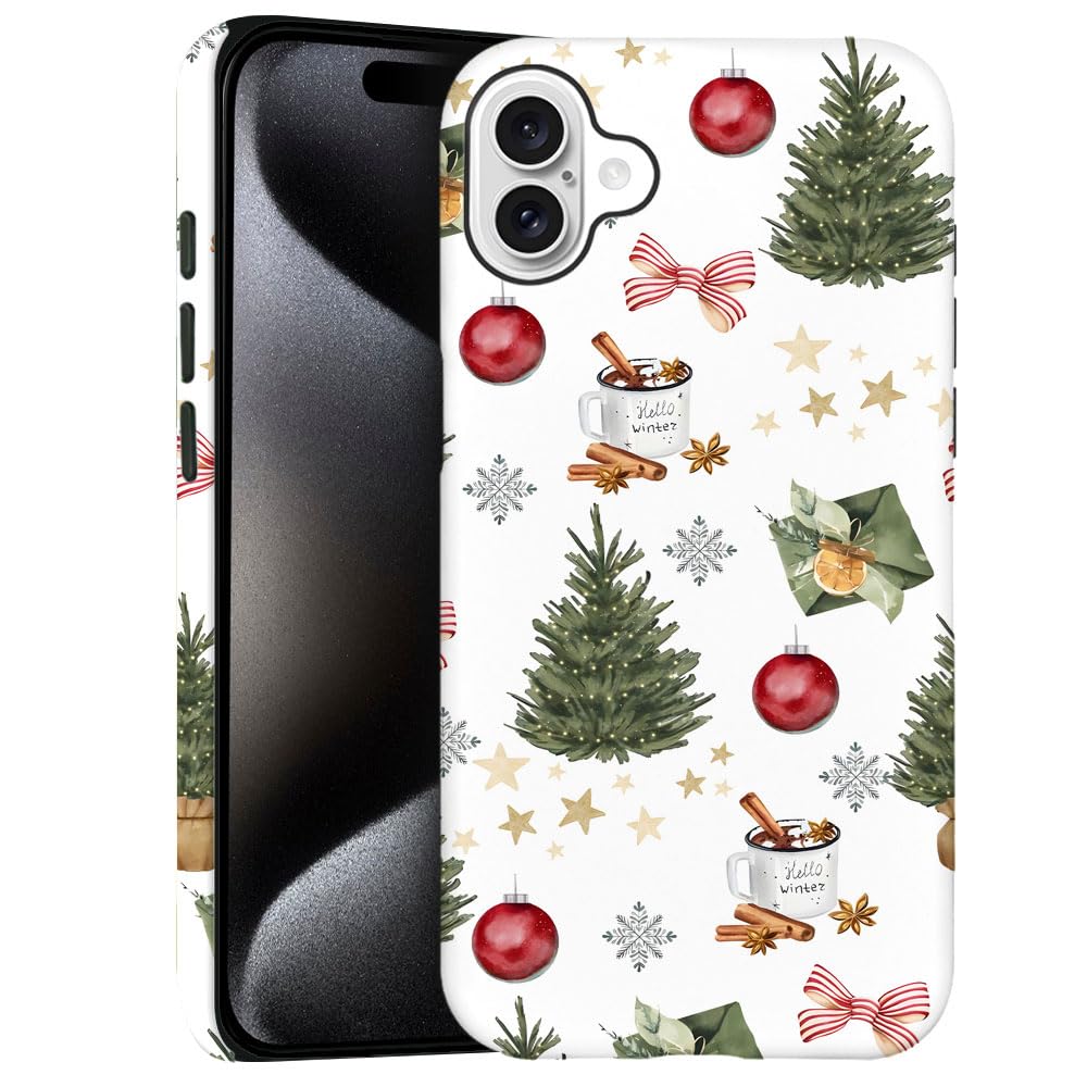 Case for iPhone 16 - Slim Fit Anti-Scratch Phone Case for Girl Women - Vintage Christmas Trees (Frosted)