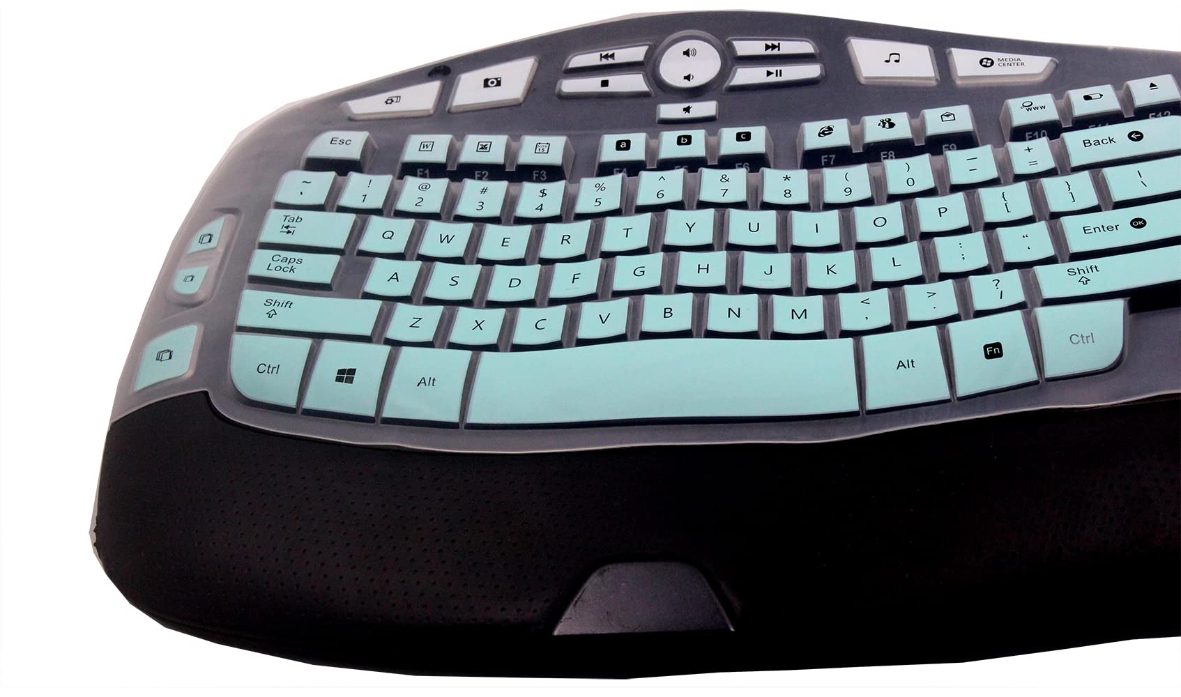 Dust Proof Silicone Keyboard Protector Skin Cover Compatible With Logitech K350 Mk550 Mk570 Wireless Wave Keyboard (Mint Ombre)