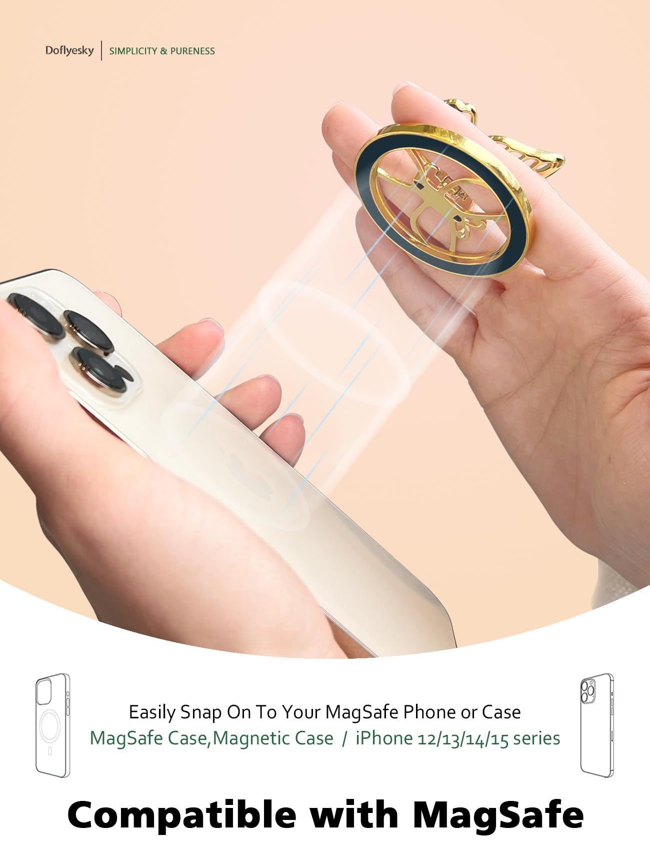 Doflyesky 2025 Upgrade Magnetic Phone Grip Compatible With Magsafe, Butterfly Phone Grip Holder Finger Kickstand For Magsafe, Ad