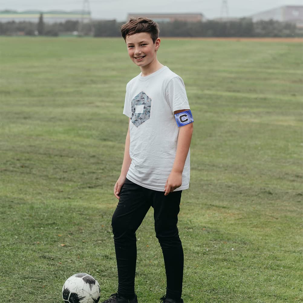 Luozzy 3Pcs Soccer Captain Armband Adjustable Football Basketball Player Armband Team Leader Armlets Elastic Arm Bands, Blue