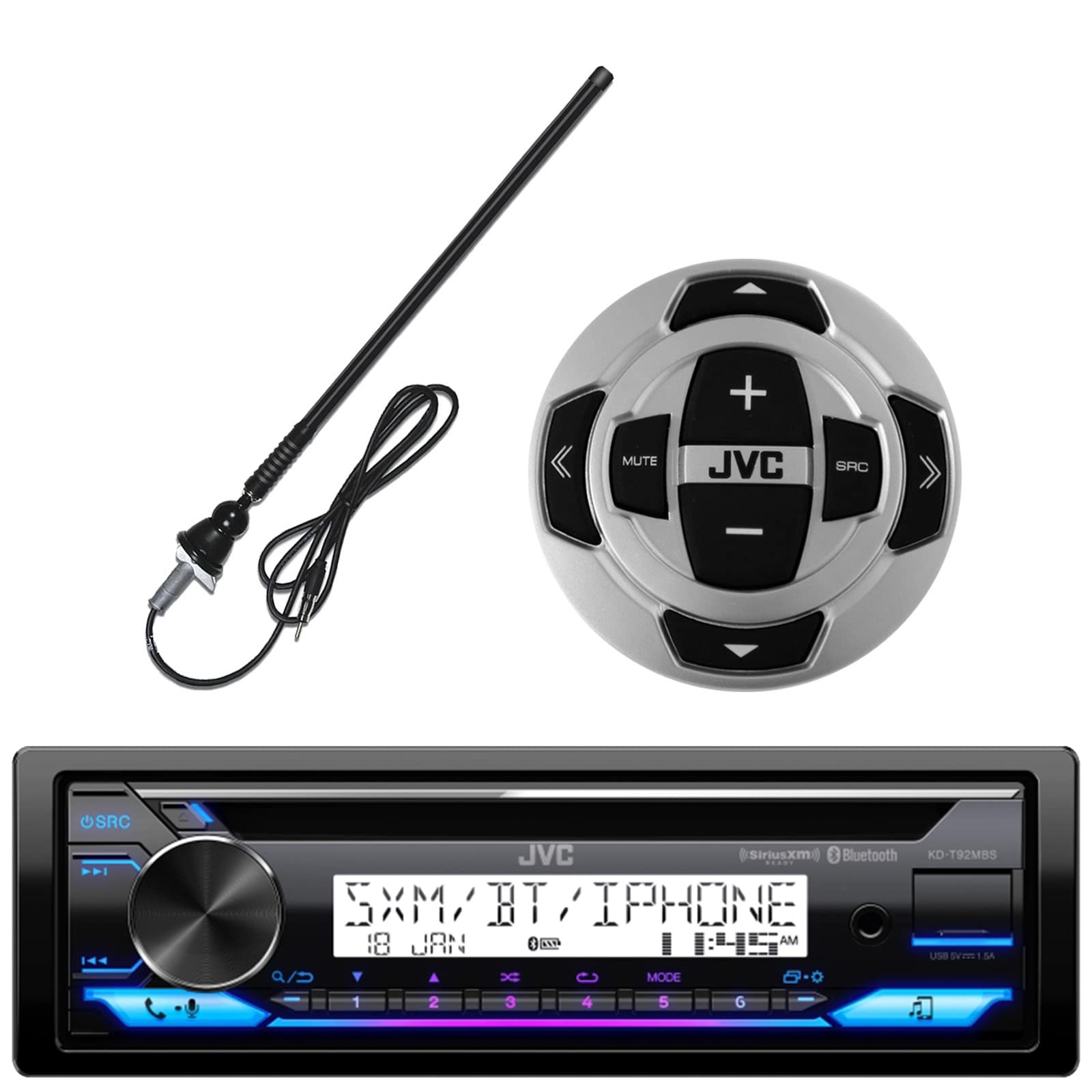 Jvc In Dash Marine Boat Yacht Bluetooth Radio Usb Stereo Receiver Cd Player Bundle Combo