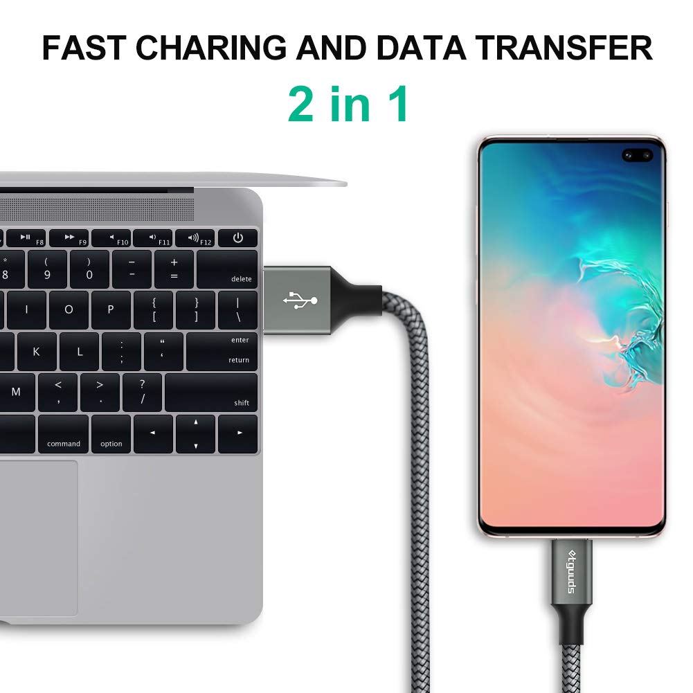 Etguuds Long Usb C Cable 10Ft Fast Charging, 2 Pack Nylon Braided Usb A To Type C Charger Cable Compatible With Samsung Galaxy Note 20/10/10+/9/8, S10 S10E, S20 S9 S8 Plus, A10E A20 A30 A40 A50 A70