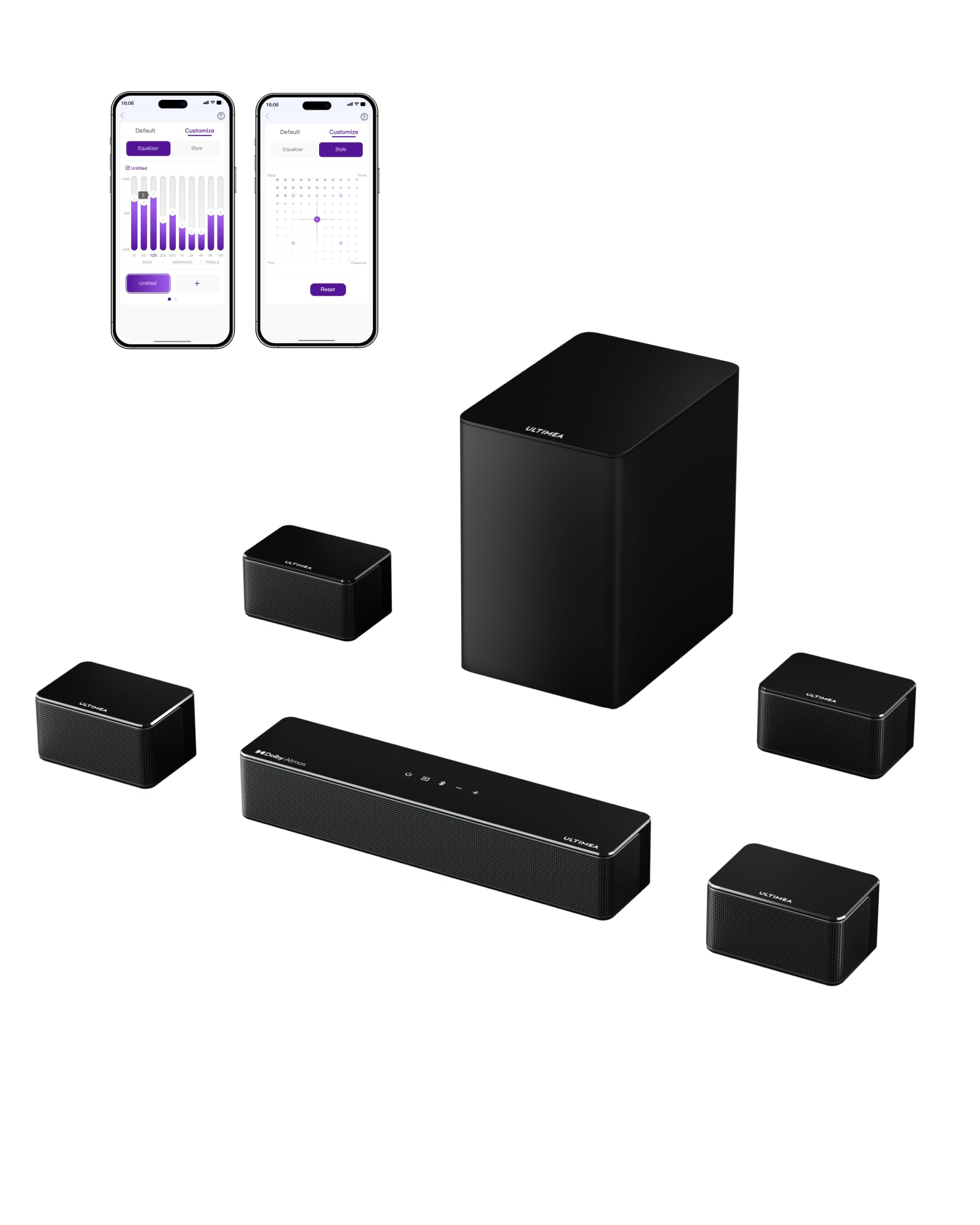 Ultimea 7.1Ch Soundbar With Dolby Atmos, App Control, Surround Sound System For Tv, 4 Wired Surround Speakers, Sound Bar For Tv 