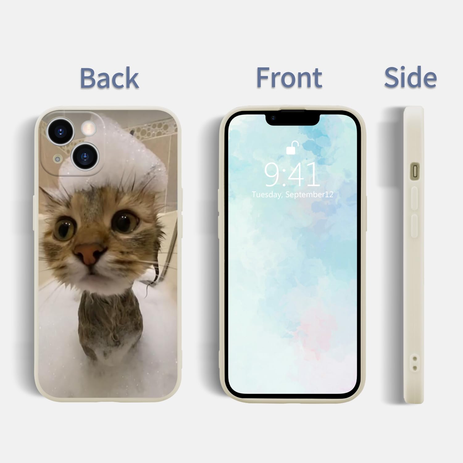 Wihytec Shower Cat Kitten Phone Case For Iphone 13 Cute Cat Kitten Case Cover Liquid Silicone Soft Gel Rubber Matt Phone Cover W