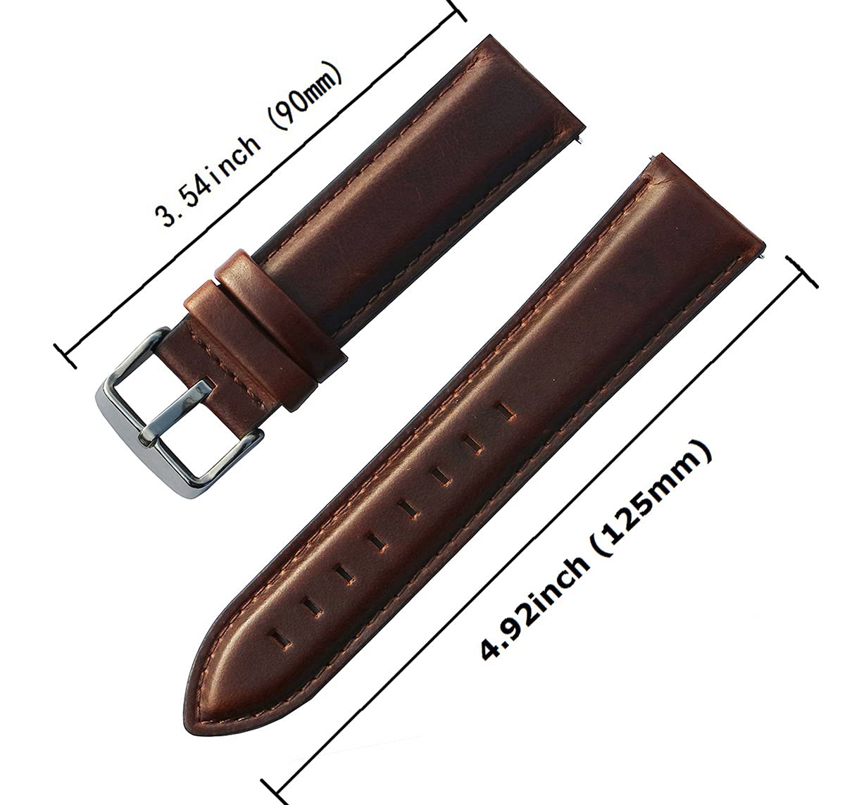 Otopo For Galaxy Watch3 45Mm Bands/Galaxy Watch 46Mm Bands, 22Mm Quick Release Genuine Leather Replacement Strap With Stainless