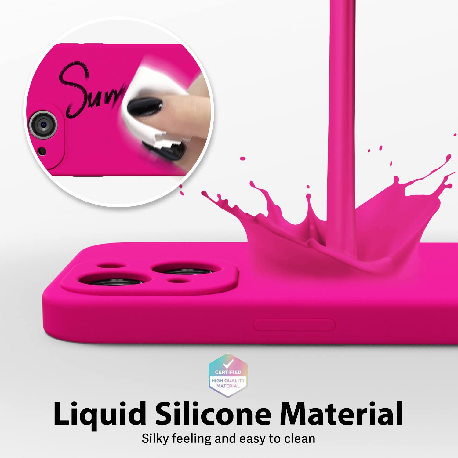 Oakxco For Iphone 14 Plus Phone Case Liquid Silicone, Fluorescent Bright Solid Color, Cute Thin Slim Soft Rubber Tpu Plain Smoot