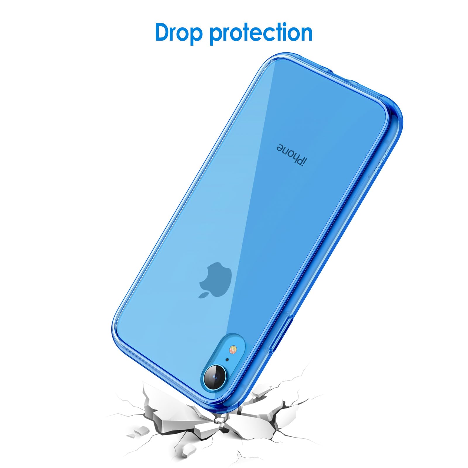 Jetech Case For Iphone Xr 6.1 Inch, Non Yellowing Shockproof Phone Bumper Cover, Anti Scratch Clear Back (Blue)