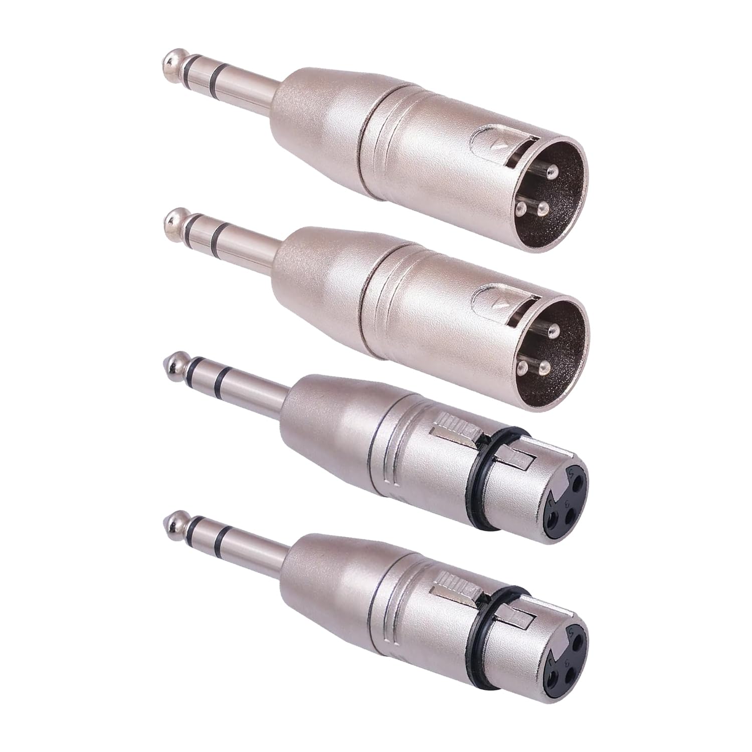 Seefeful 1/4'' Trs To Xlr Adapter 4 Pack, 2 Pack 6.35Mm 1/4'' Male To Xlr Male Adapter And 2Pack 6.35Mm 1/4'' Male To Xlr Female