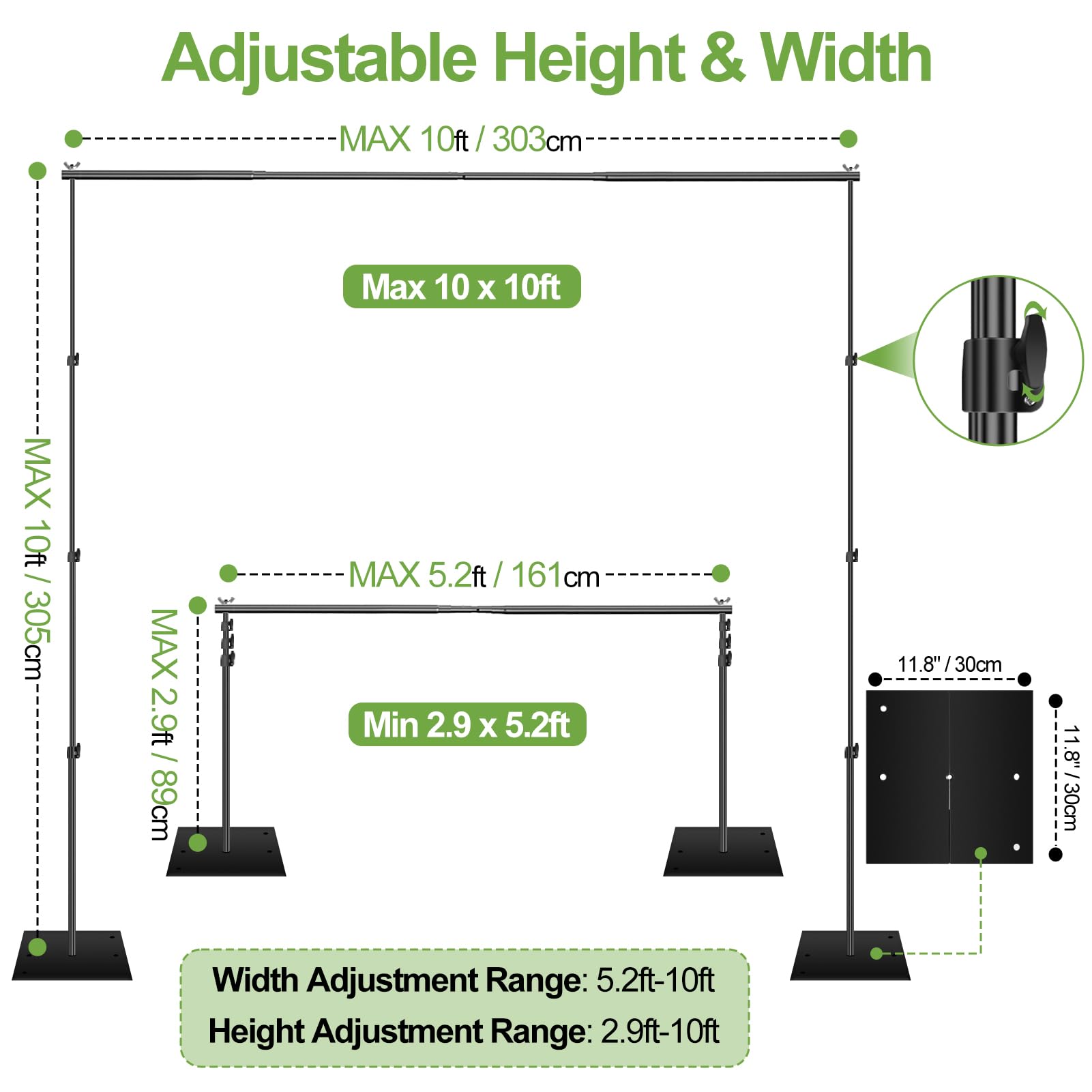 Fudesy Heavy Duty Backdrop Stand, 10X10Ft Adjustable Photo Background Stand Support System Kit With Steel Base, Pipe And Drape P