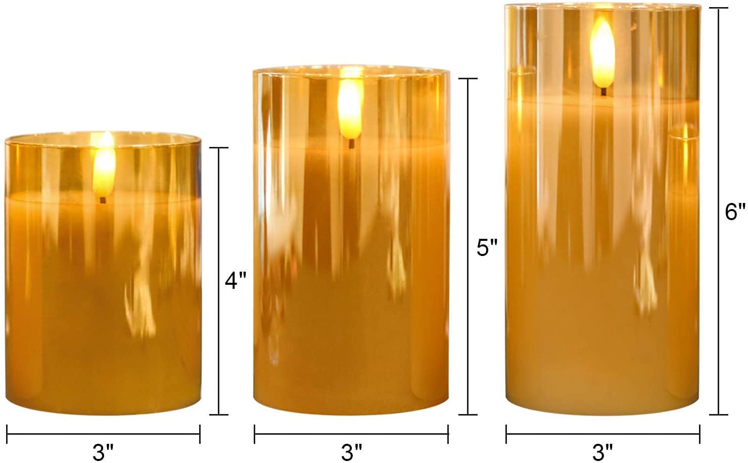 Genswin Glass Flameless Candles Battery Operated With Remote Timer, Led Flameless Flickering 3D Wick Pillar Candles Real Wax For
