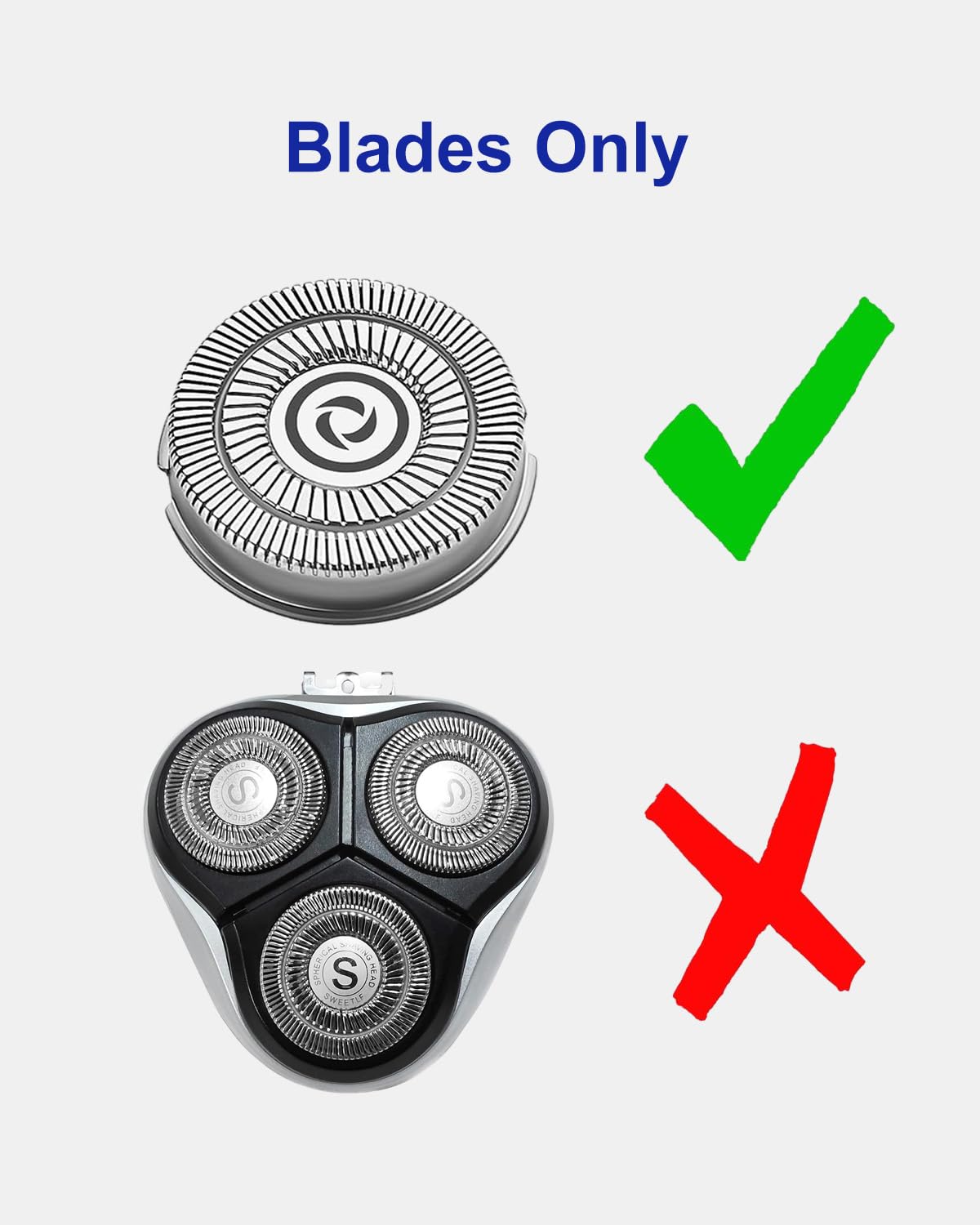 Men'S Electric Shaver Replacement Heads Compatible With Sweetlf Electric Razor Sws7105 Sws7105Bk, 3 Replacement Blades(Blades On