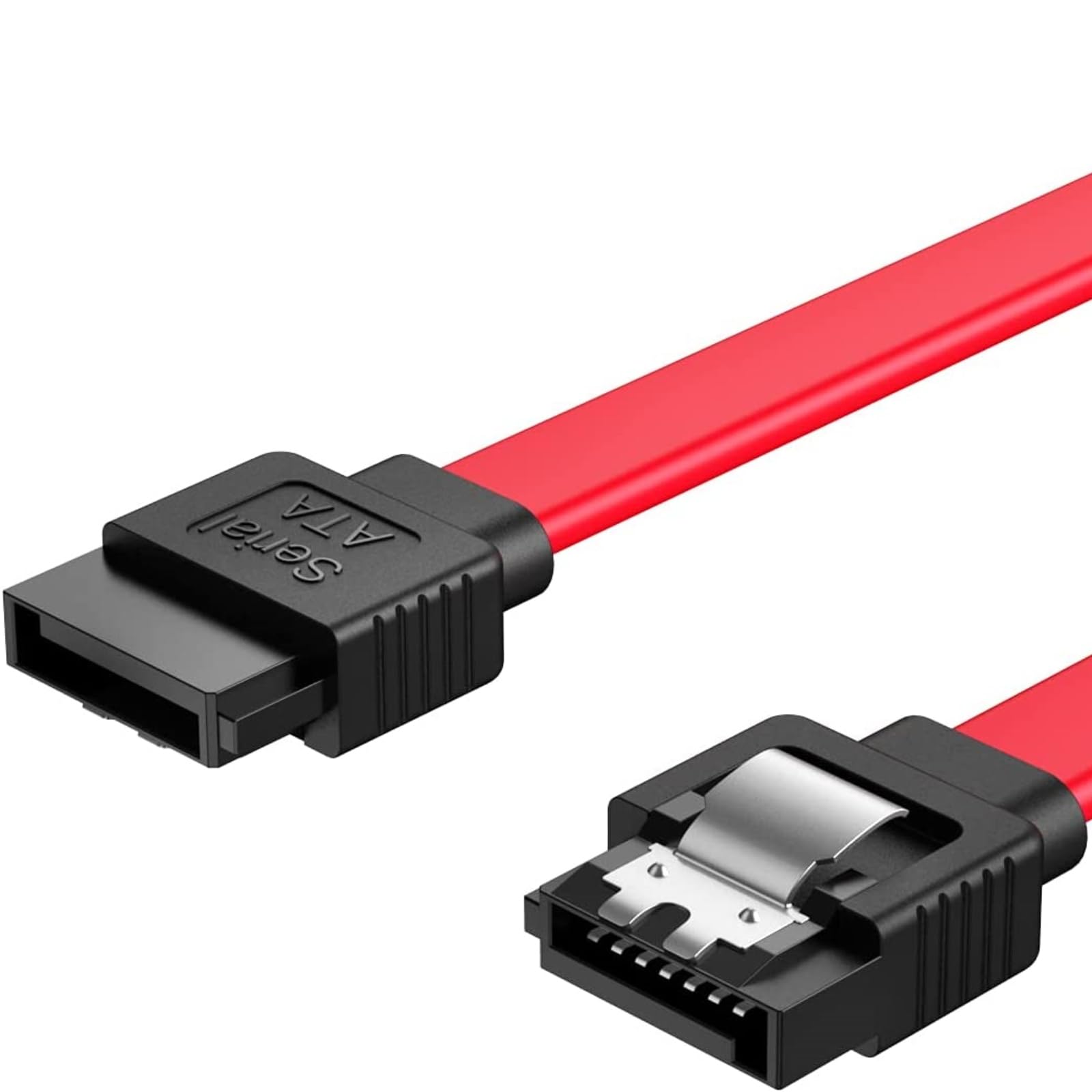 Cablecreation Sata Iii Cable, [2 Pack] 18 Inch Sata Iii 6.0 Gbps 7Pin Female To Female Data Cable With Locking Latch, Red,1.5Ft