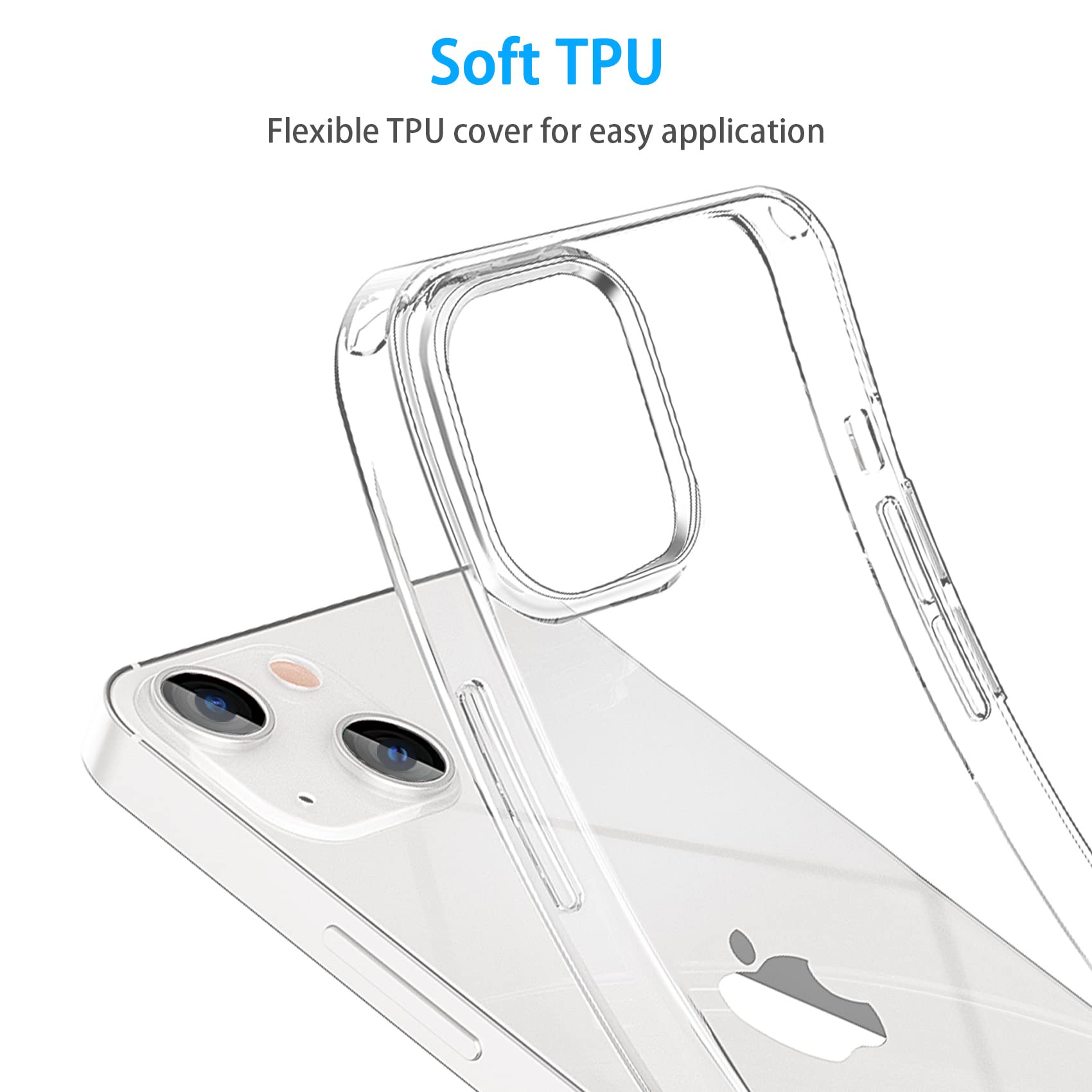 Jjgoo For Iphone 13 Case Clear, Transparent Soft Shockproof Protective Slim Thin Phone Bumper Phone Cases For Iphone 13