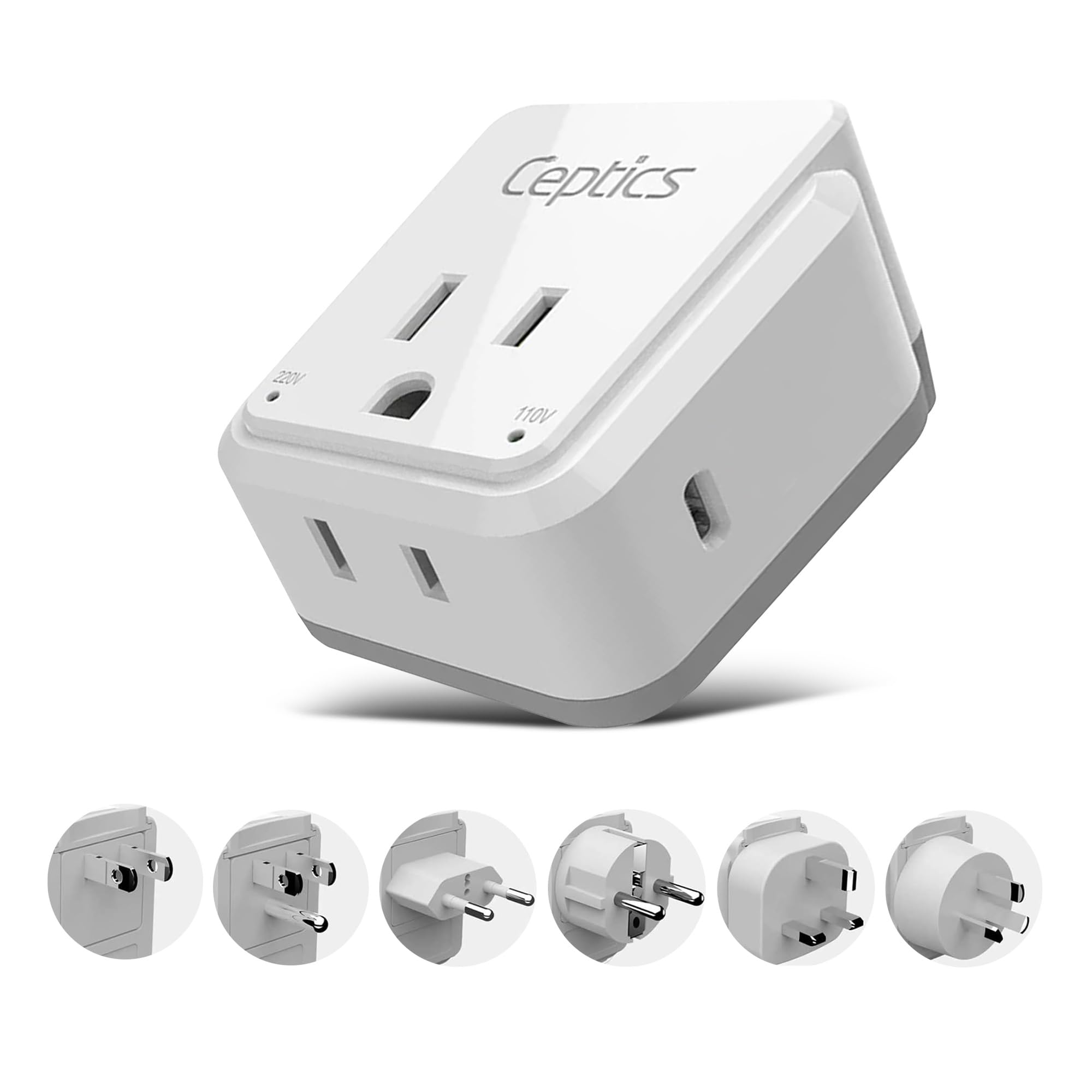 Ceptics World Travel Plug Adapter Set, Safe Usb C 3.0 2 Usa Socket,30W Pd & Qc   Compact & Powerful   Use In Europe Includes Typ