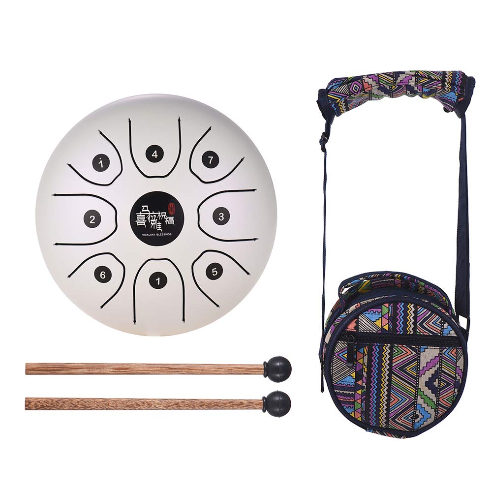 5.5 Inch Mini 8Tone Steel Tongue Drum C Key Percussion Instrument Handpan Drum with Drum Mallets Carry Bag