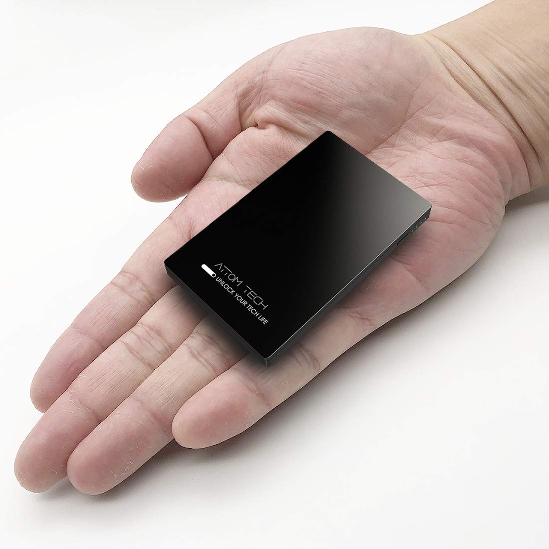 Attom Tech Dual USB Output Super Slim Power Bank Ultra Thin, Attom Tech 3000mAh Portable Charger Mini External Phone Battery Pac