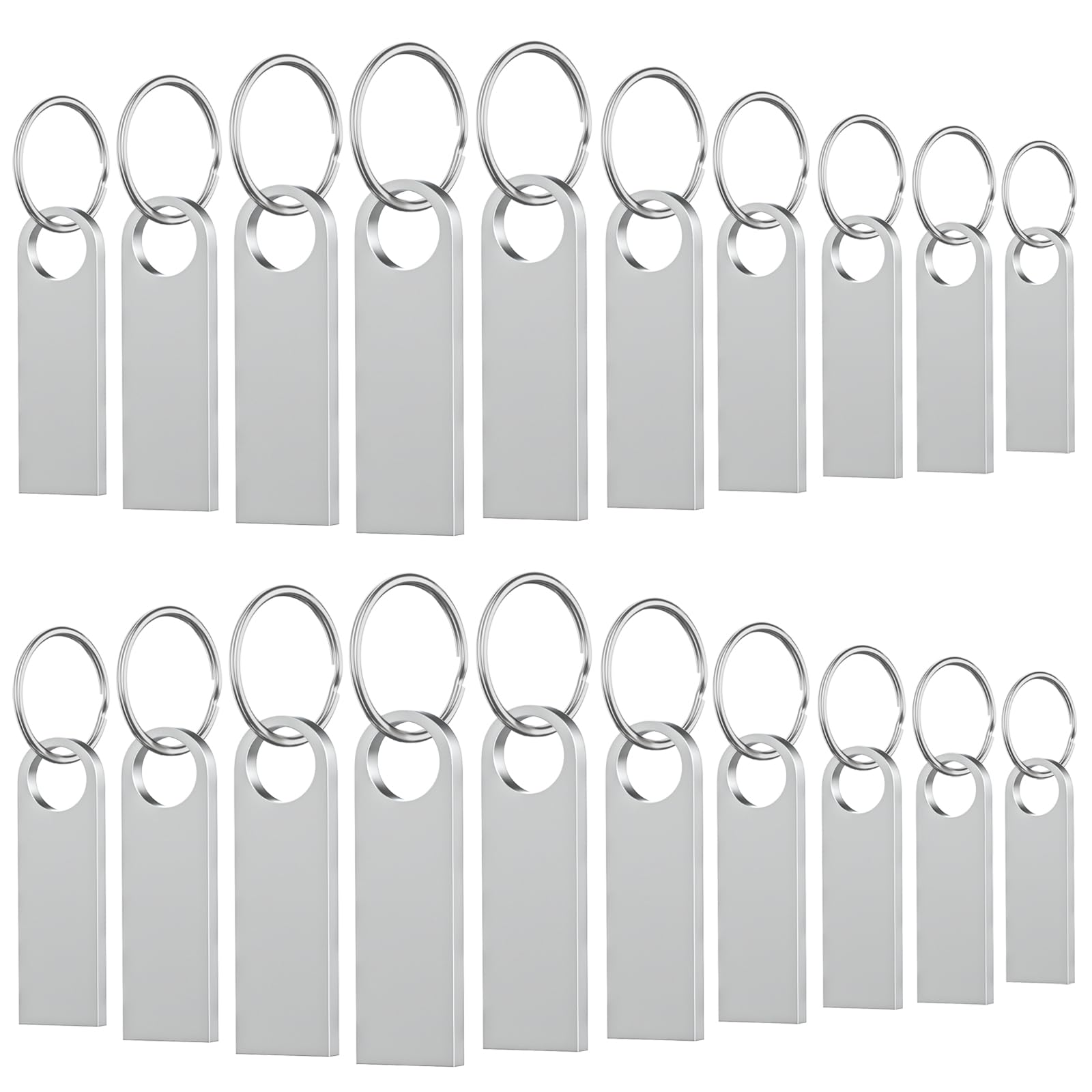 Wooolken 20 Pack 8Gb Usb Flash Drive With Keychains, Sleek Metal Usb 2.0 Thumb Drives Memory Stick For Pc Laptop Computer(Sliver
