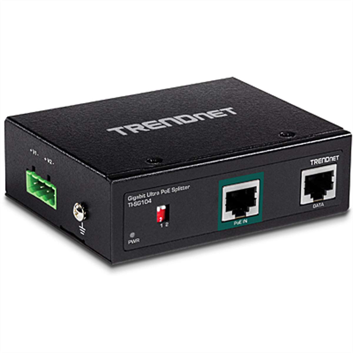 Trendnet Industrial Gigabit Upoe Splitter, Dual Dc Power Outputs, Din Rail Or Wall Mountable, Adjustable Voltage Output, Ti Sg104