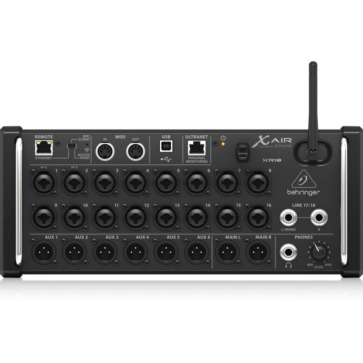 Behringer Xair Xr18 18 Channel 12 Bus Portable Digital Mixer For Ipad Or Android Tablet, With Integrated Wi Fi, 16 Midas Designe