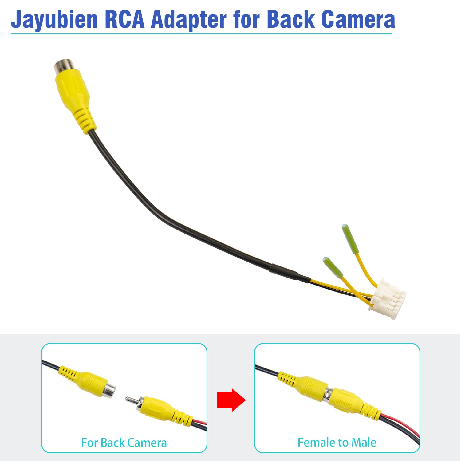Jayubien 10Pin Rca Wiring Harness Connector For Android Car Stereo Radio Backup Camera Rca Video Input Adapter Replacement Rever