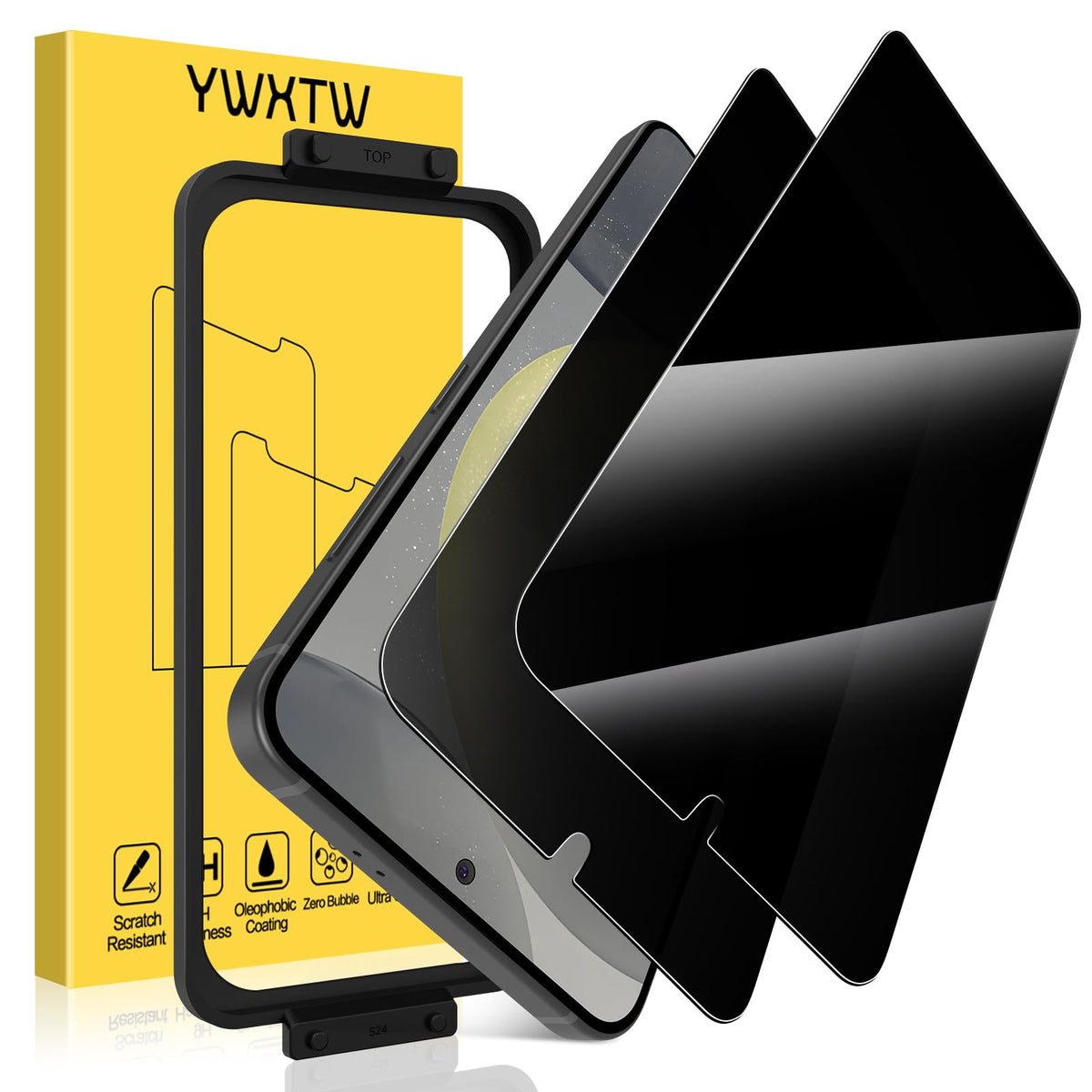 Ywxtw Ez Unlock For Samsung Galaxy S24 Privacy Screen Protector, [0.1S Ultrasonic Fingerprint Support] [Not Glass] 25 Anti Spy P