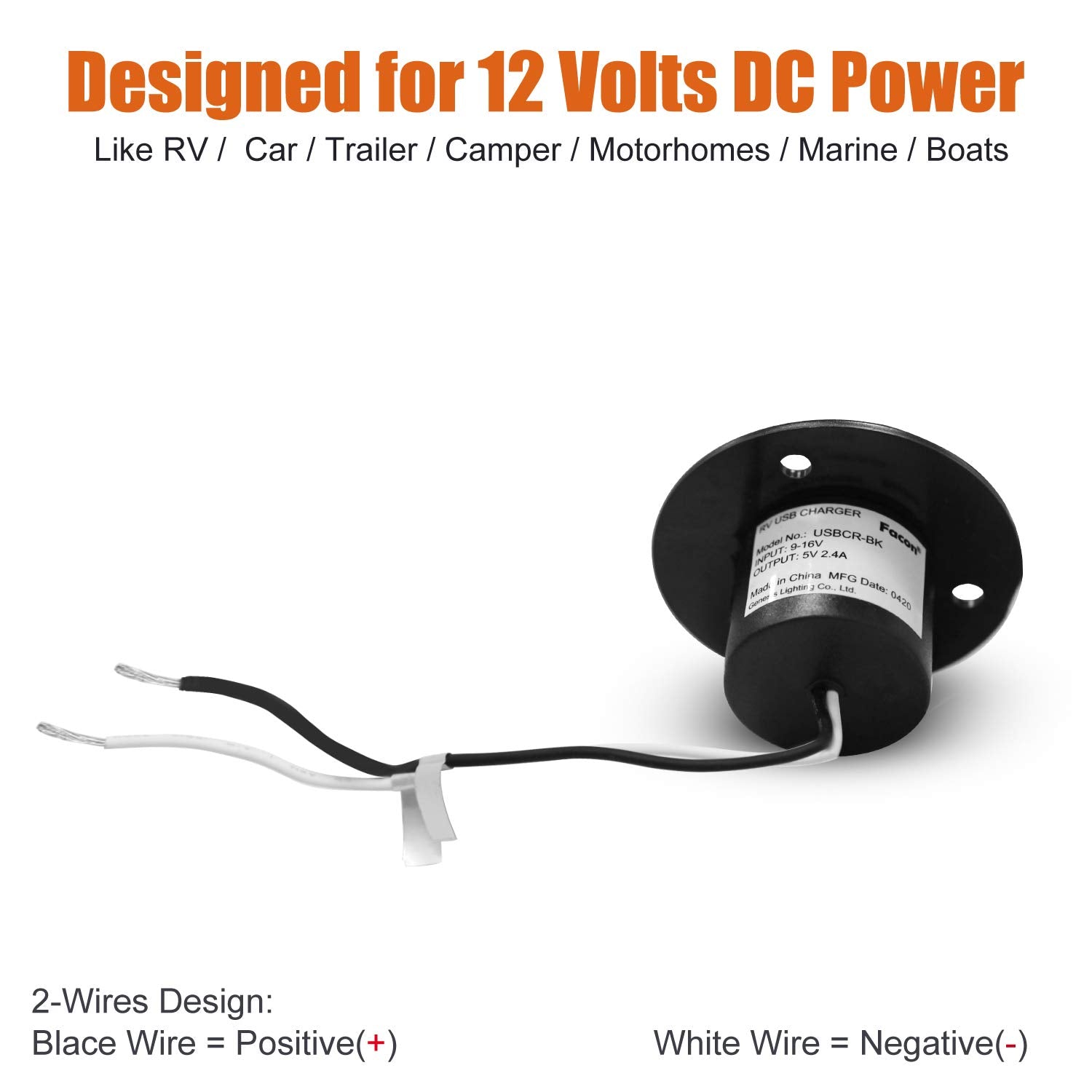 Facon 12V Rv Usb Charger Socket, Qc3.0 Quick Charger Usb Type A + Type C Pd 18W, Wall Mount Rv Usb Charging Port, For Rv Trailer