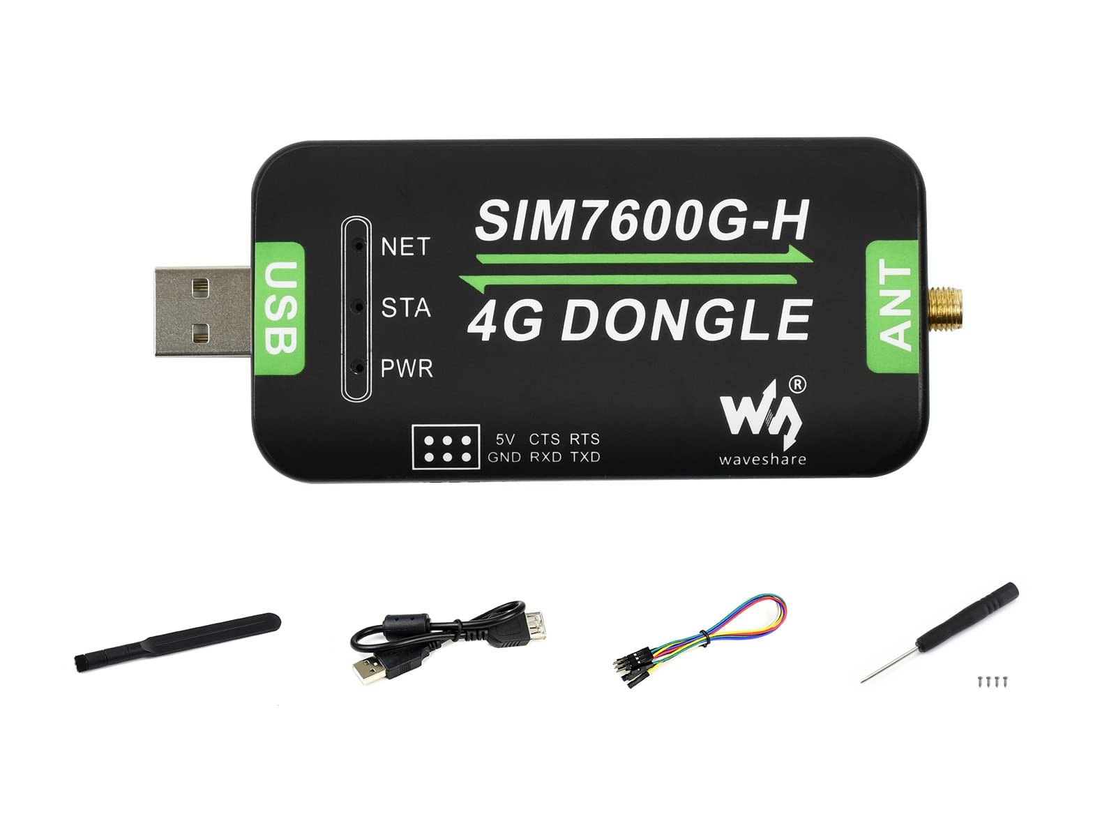 Waveshare Sim7600G H 4G Dongle With Antenna With Industrial Grade 4G Communication And Gnss Positioning Peripheral Supports Glob