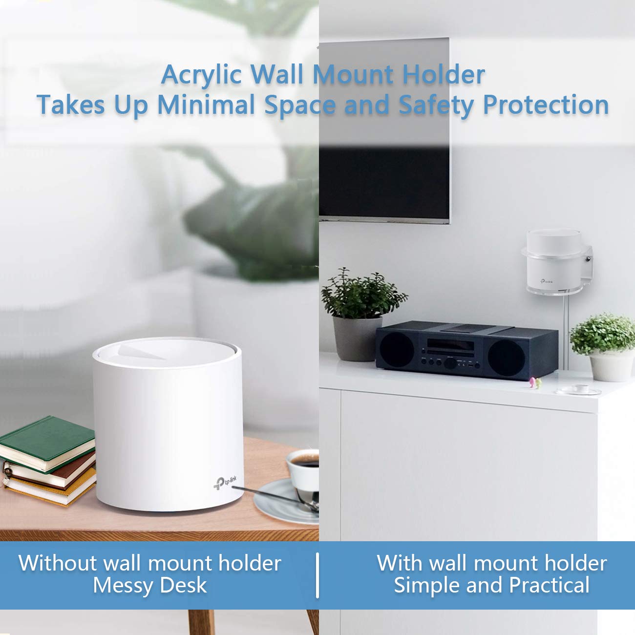 Wall Mount Holder For Tp Link Deco X20 X55 X55 Pro X60 X68 Wifi 6 Mesh Wifi(Ax1800,Ax3000,Ax3600),Simple And Sturdy Acrylic Wall