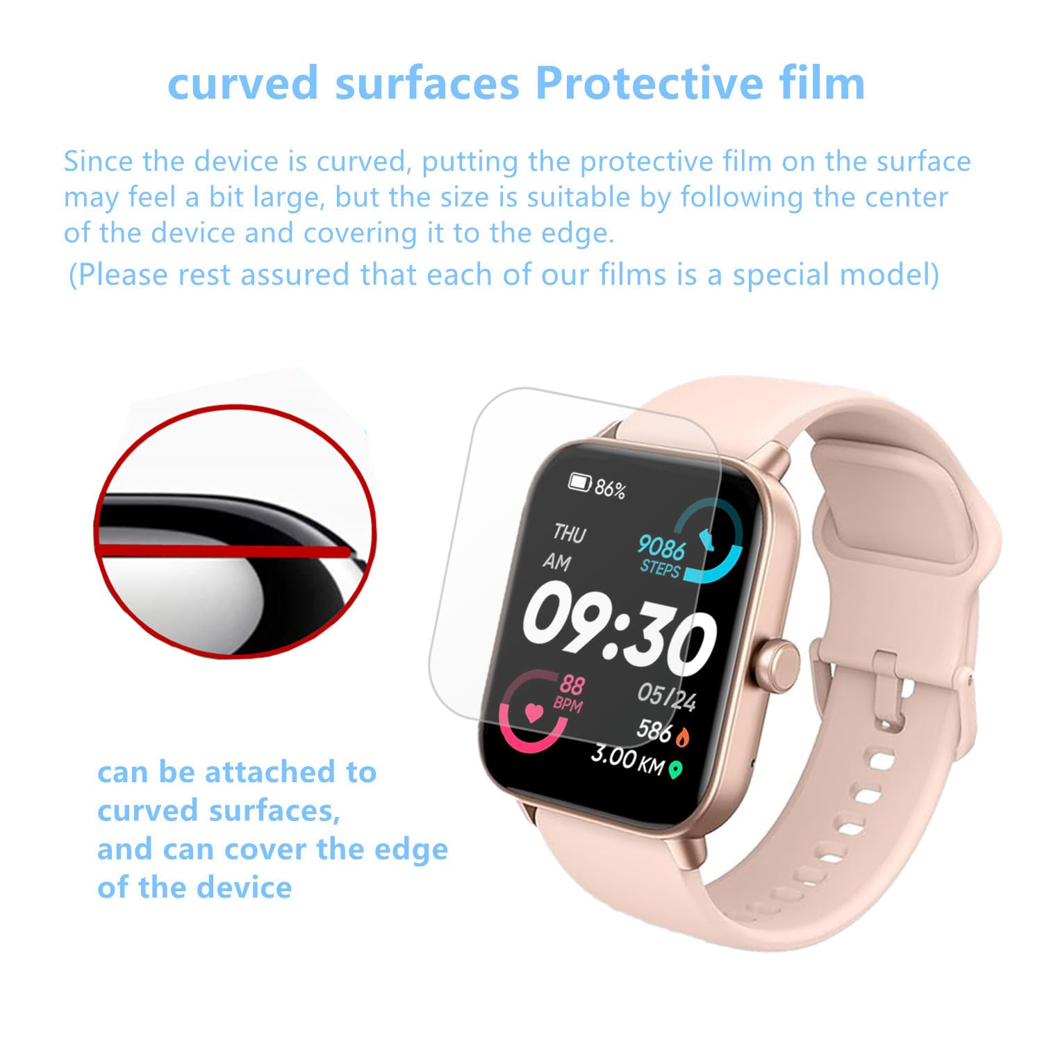 Aemus Screen Protector For Idw13 / Idw15 / Idw19 Smart Watch 1.8'' (6 Pack) Full Coverage Clear Tpu Film Compatible For Aeac/Fit