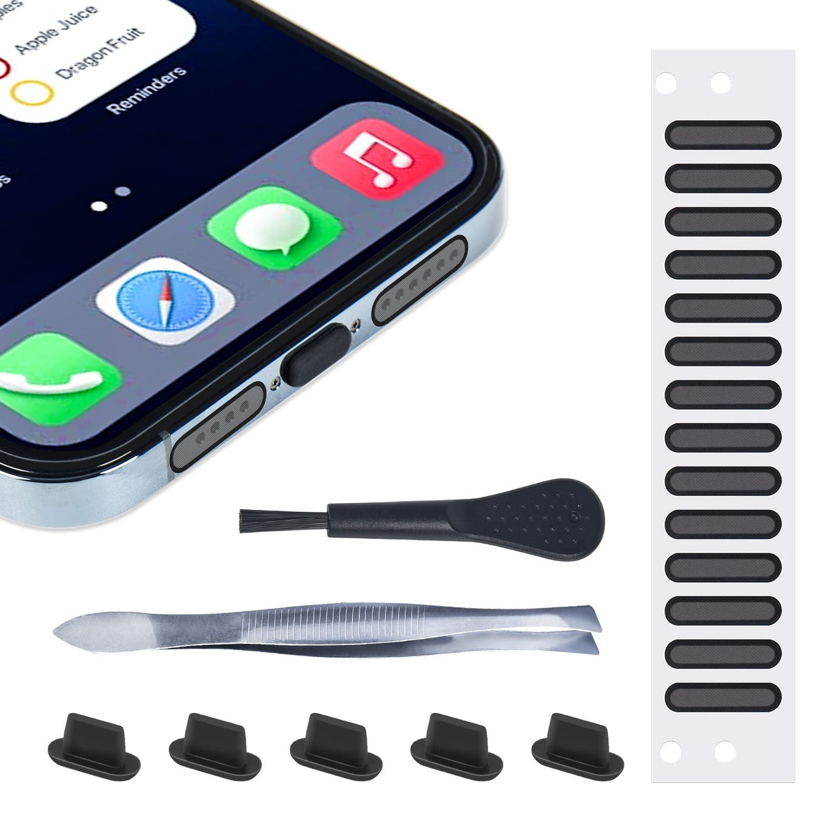 Iphone Speaker Dustproof Protector Stickers, Speaker Mesh Anti Dust Adhesive Cover With 5 X Anti Dust Plugs, Phone Port Cleaning