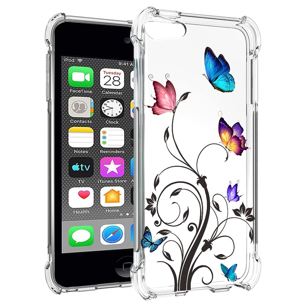 Bohefo Clear Case Compatible With Ipod Touch 7 / Ipod Touch 6 / Ipod Touch 5 Case For Girls Women, Cute Soft Tpu Shockproof Prot