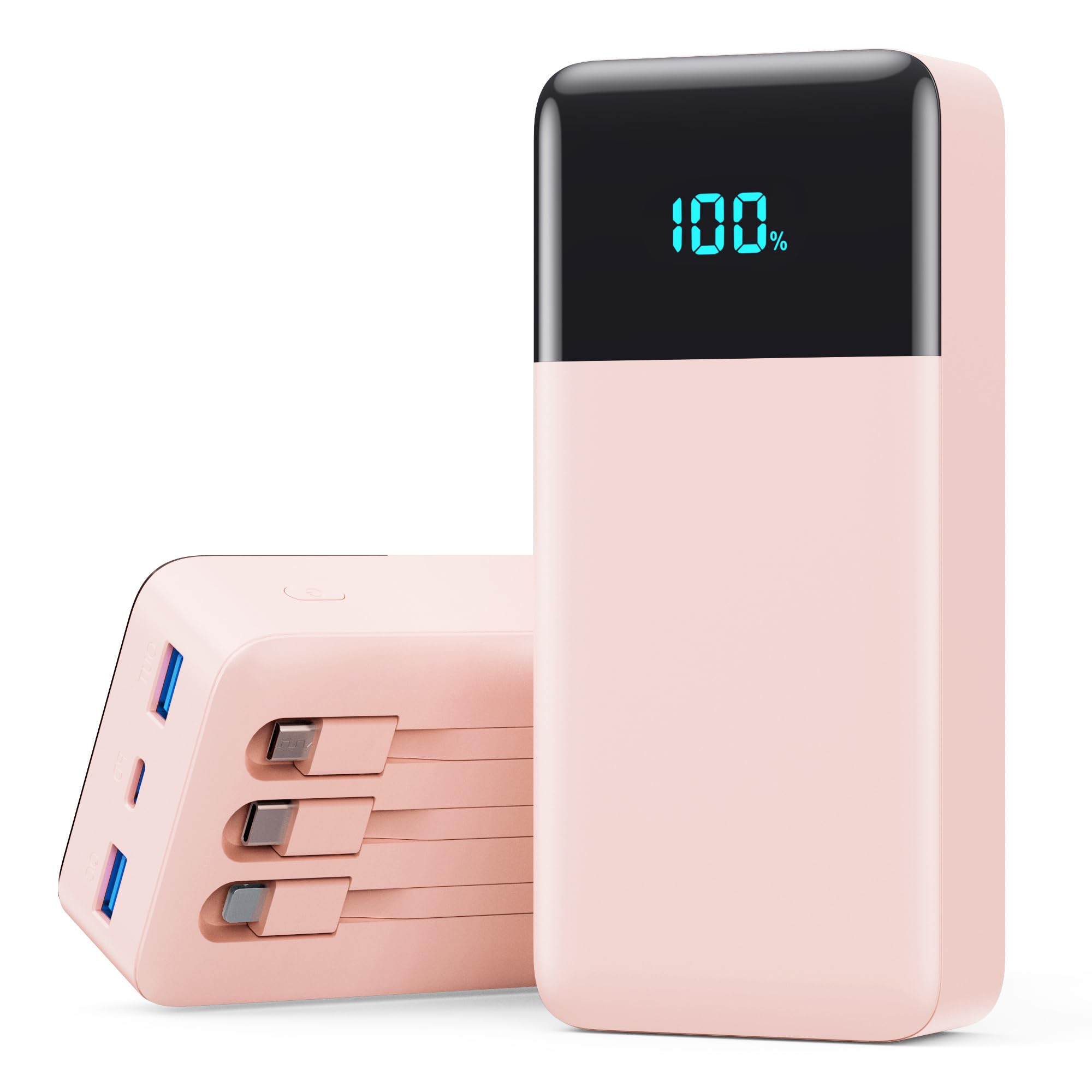 Portable Charger Power Bank 50800mAh,25W USB C Fast Charging Battery Pack with 3 Built in Cables & LED Display,6 Output 2 Input 