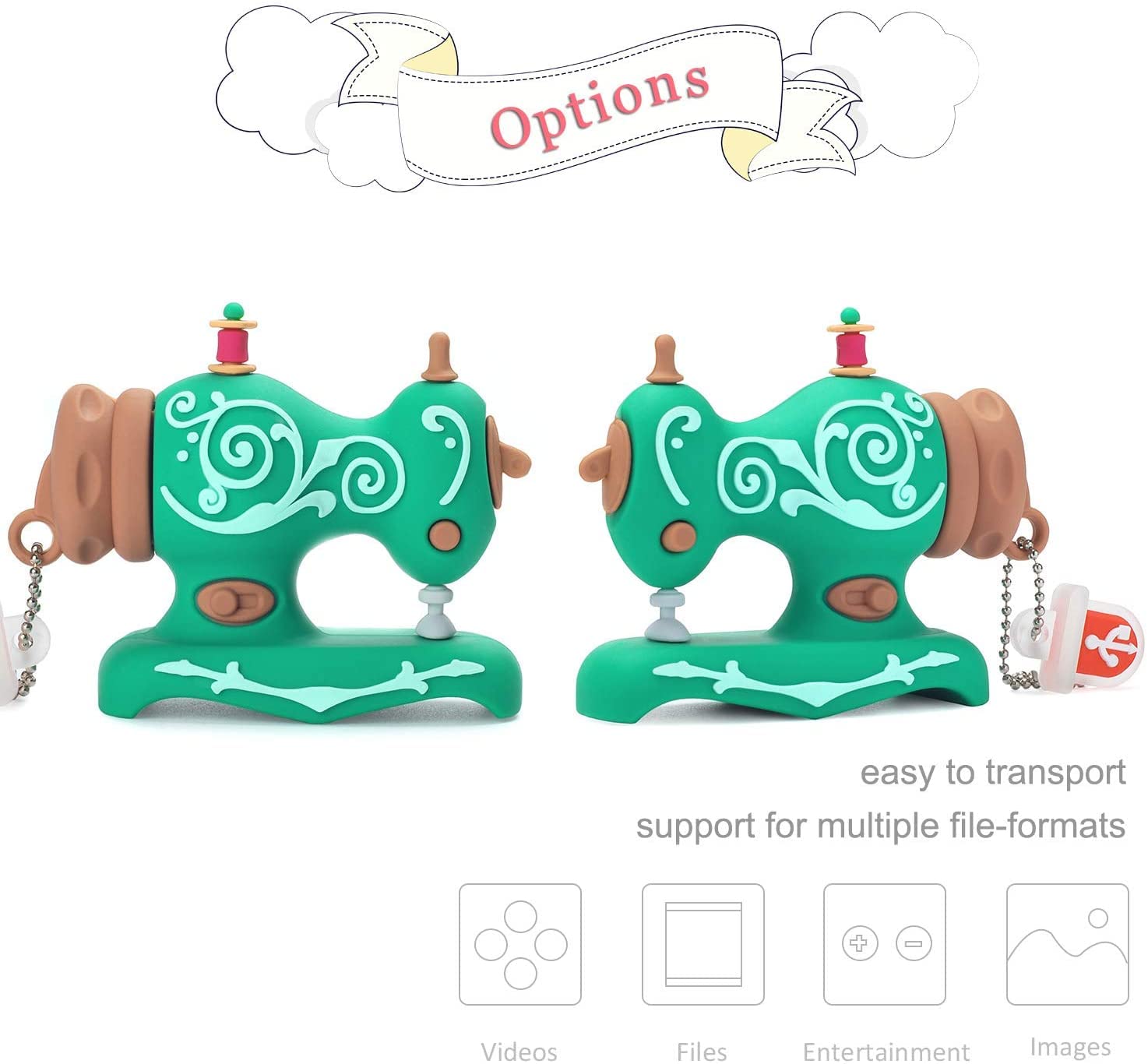 Cute Usb Flash Drive 64Gb, Leizhan Embroidery Sewing Machine Shape Memory Stick Thumb Drive Data Storage Pendrive Jump Drive Usb Stick, Green