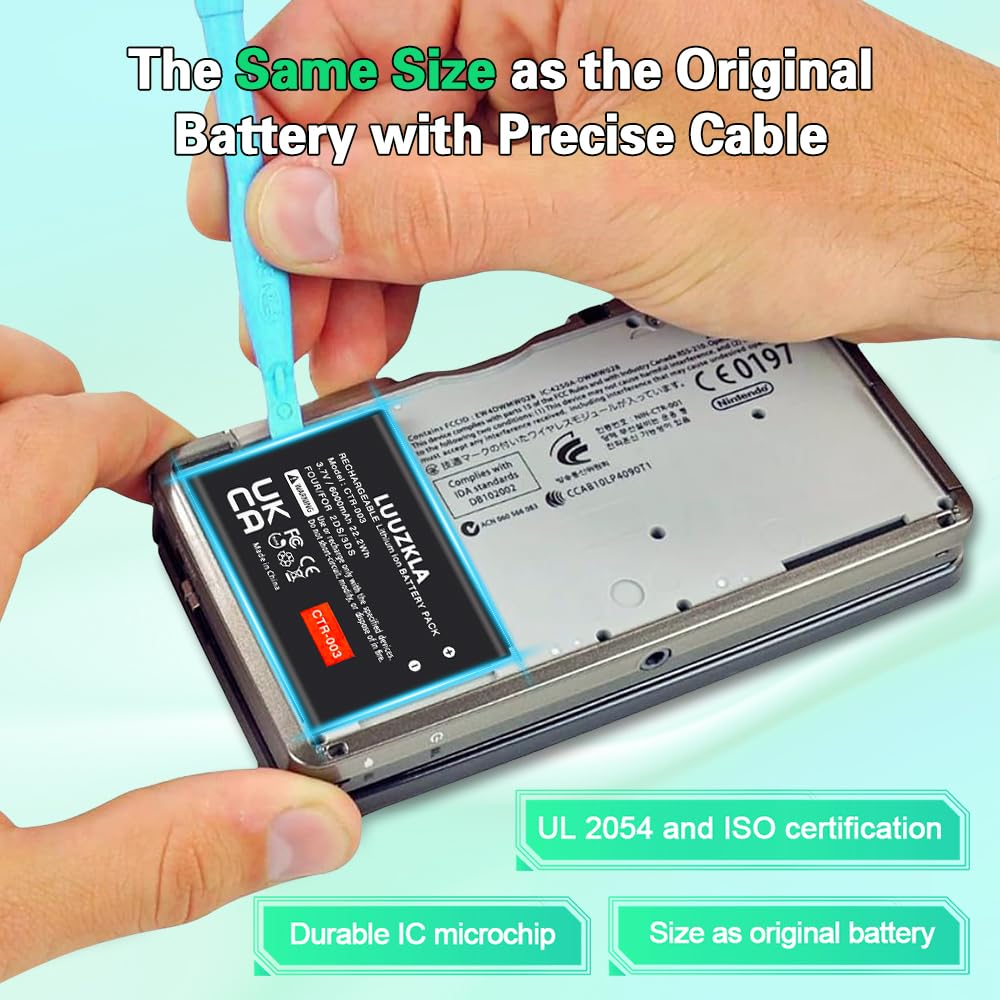 Luuzkla 6000Mah 2Pcs Ctr003 Battery, (2024 New Upgrade) Replacement For Nintendo 3Ds 2Ds, With Full Tool Kit