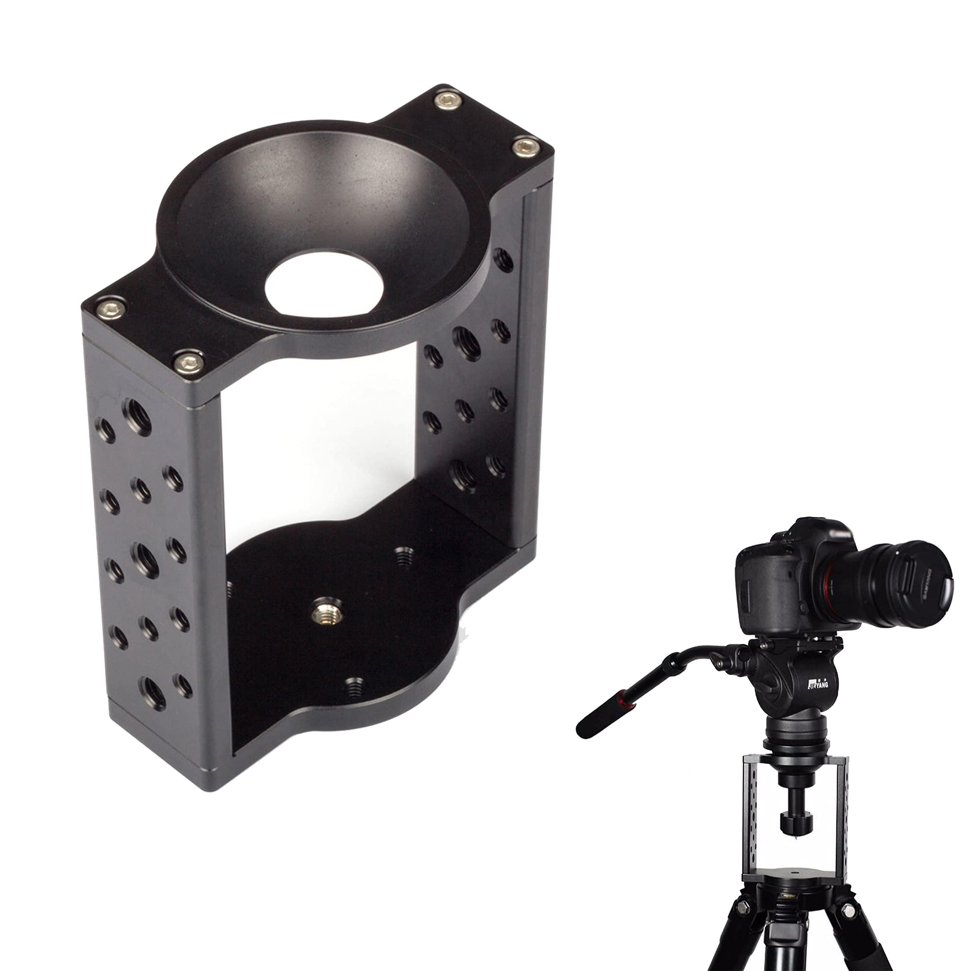 Xinying 65Mm75Mm Tripod Head Bowl Riser,Aluminium Half Ball Flat To Bowl Adapter Converter Riser For Manfrotto Video Camera Trip