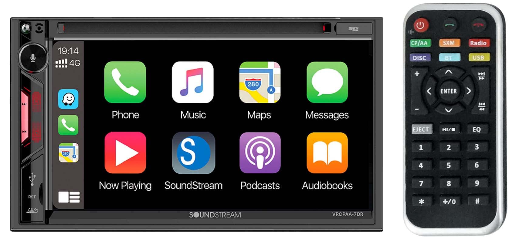 Soundstream Vrcpaa 7Dr Double Din Car Stereo   7� Touchscreen Display, Apple Carplay & Android Auto Headunit, Bluetooth Multimedia Car Stereo, Am/Fm Radio Receiver, Usb, Sd, Cd/Dvd Player