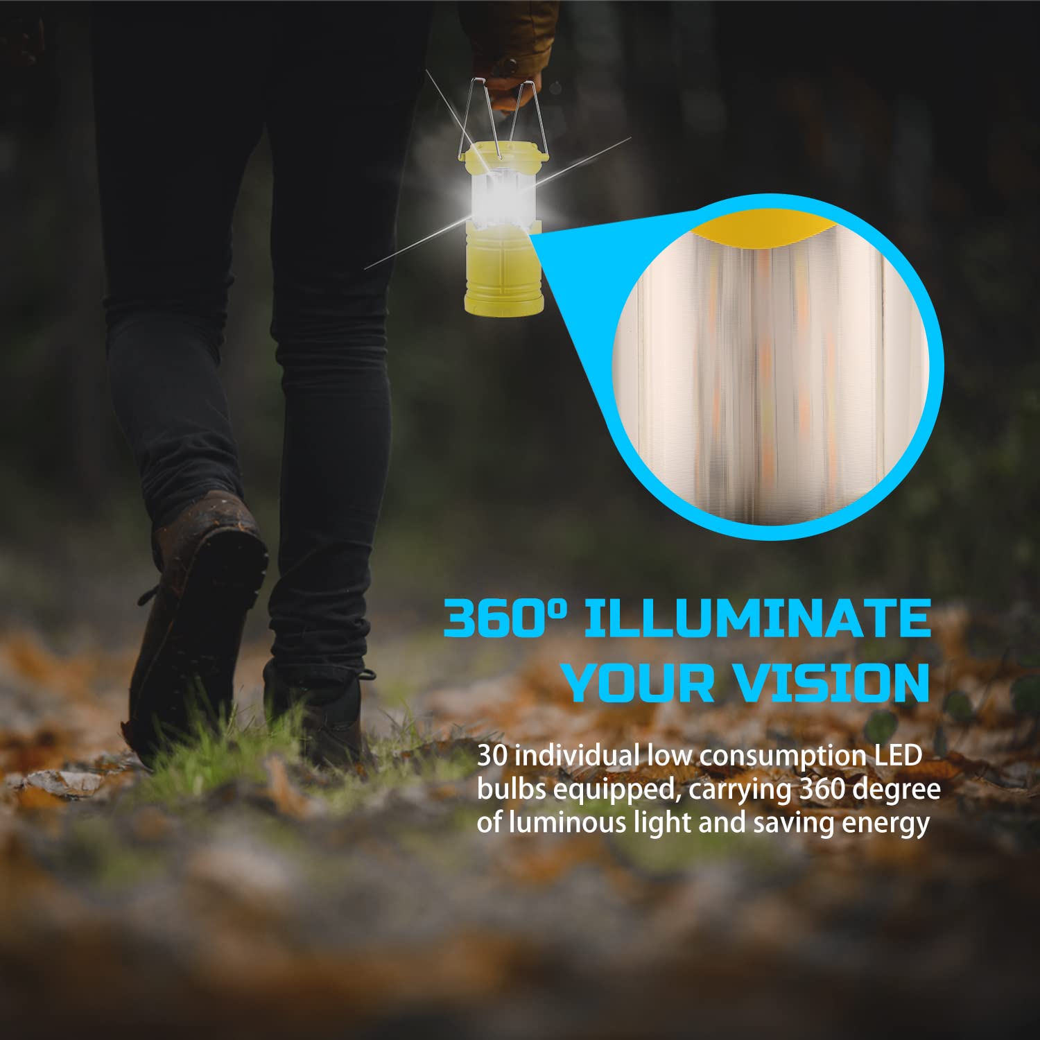 Lichamp 4 Pack Led Camping Lanterns Flame Lights, Collapsible Flameless Candles Tea Lights Portable Battery Powered Camping Ligh