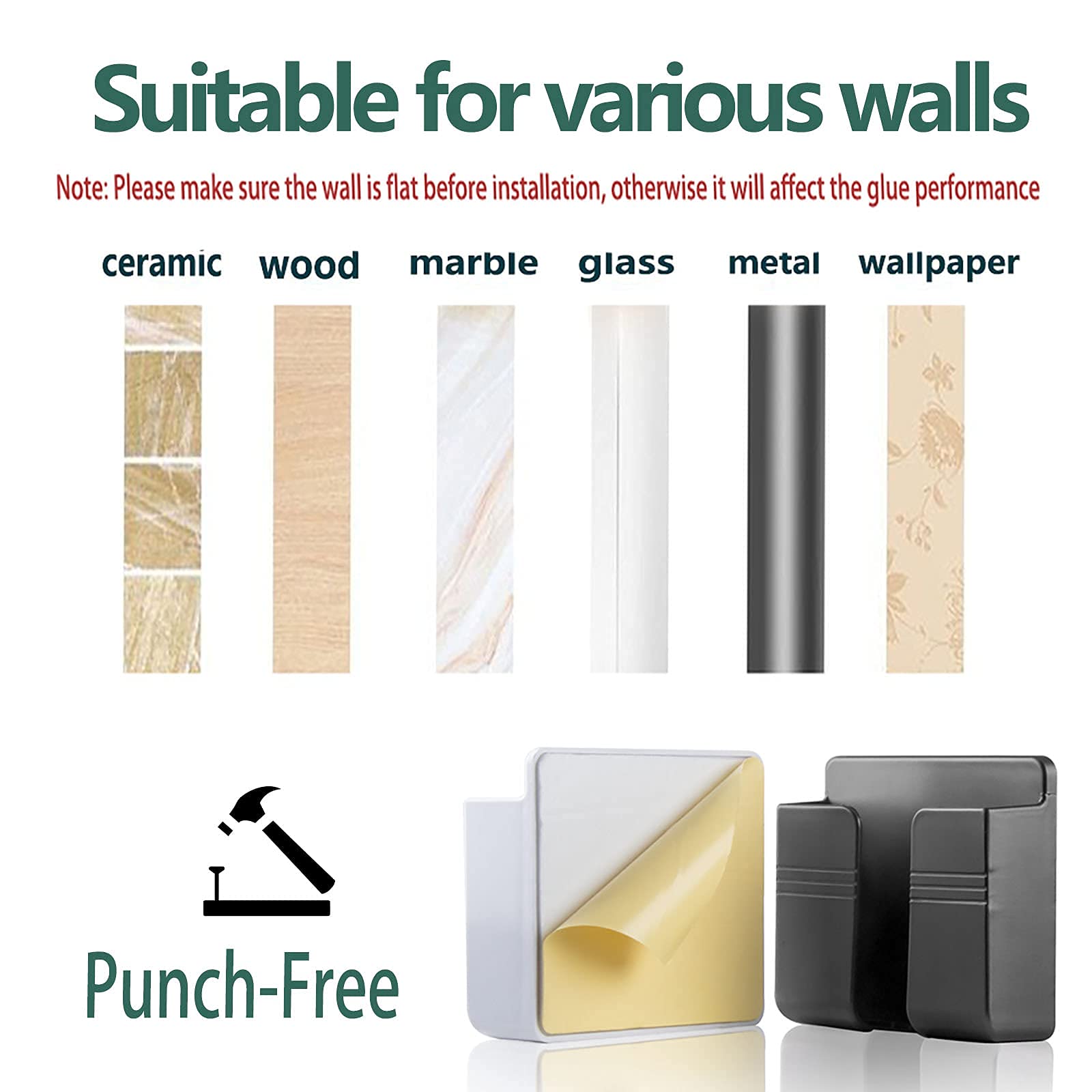 Cei&Bpy Wall Mount Phone Holder, Phone Stand With Self Adhesive. Phone Holder For Charging And Rv For Iphone And Android (1Pc,Gr