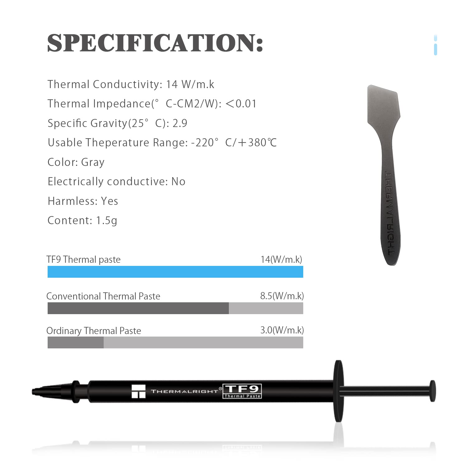 Thermalright Tf9 1.5G Thermal Grease,The High Performance Thermal Paste For Cooling All Processors, Heat Sink Paste High Durabil