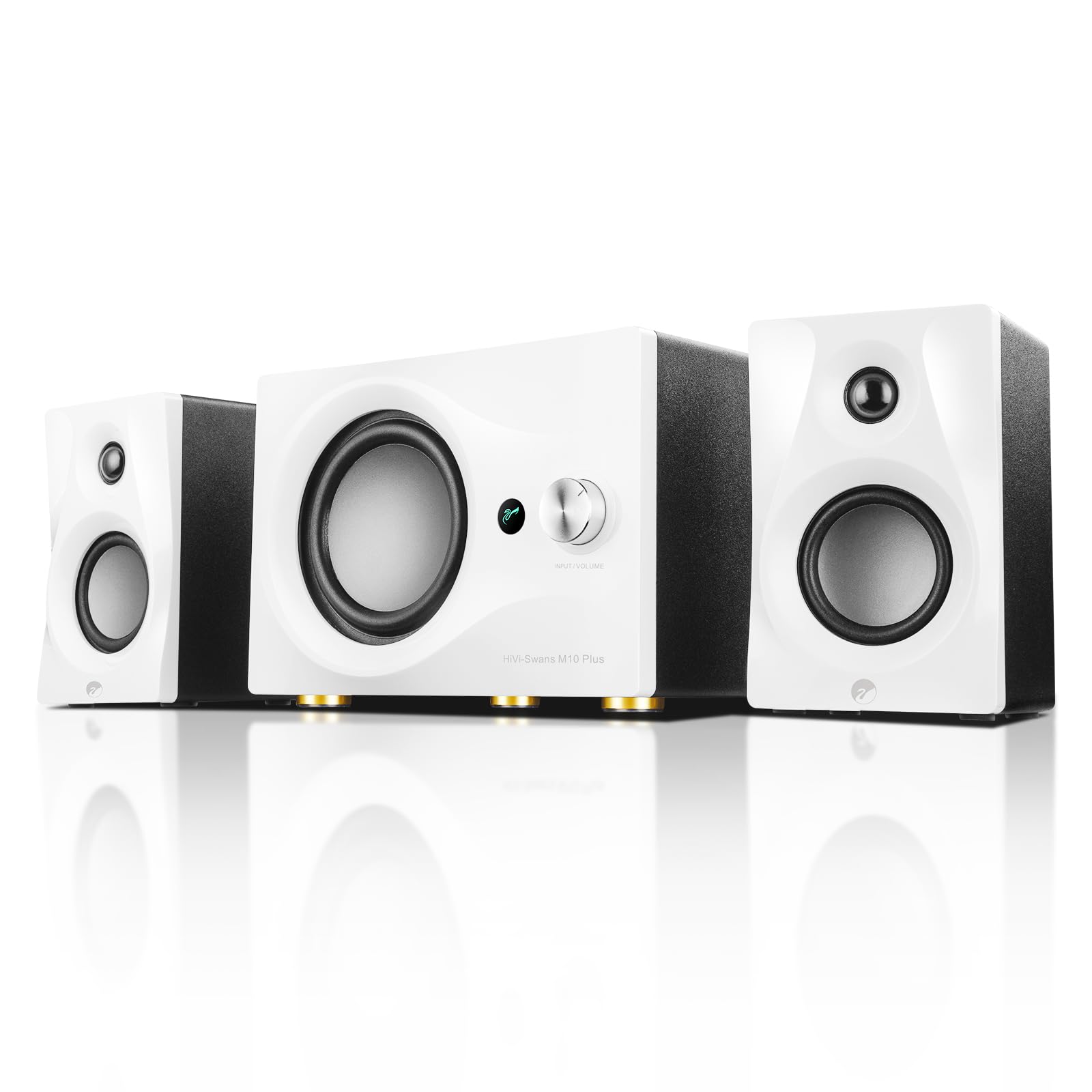 HiVi-Swans M10 Plus White Bookshelf Speaker, Bluetooth Powered Computer Speakers with Subwoofer 2.1 Home Speakers Stereo System