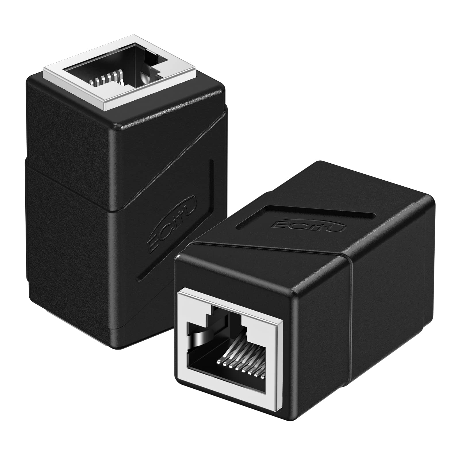 Rj45 Coupler, 2 Pack Ethernet Adapters Female To Female, Ethernet Cable Extender Adapter, 8 Pin Modular Straight Through, Network Connectors For Cat8/Cat7/Cat6/Cat6A/Cat5E/Cat5 Ethernet Cable(Black)