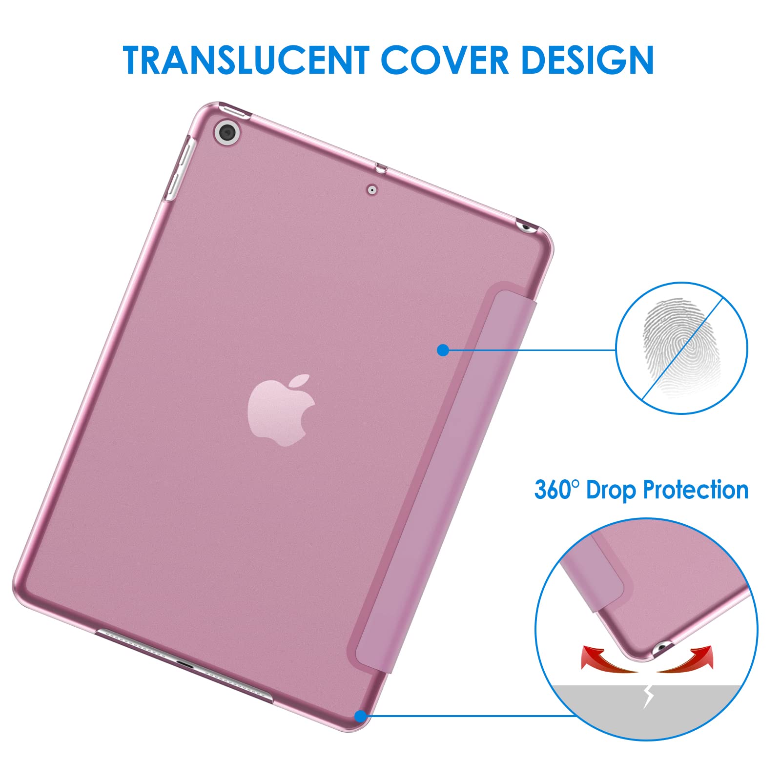 Jetech Case For Ipad (9.7-Inch, 2018/2017 Model, 6Th/5Th Generation), Smart Cover Auto Wake/Sleep (Pink)