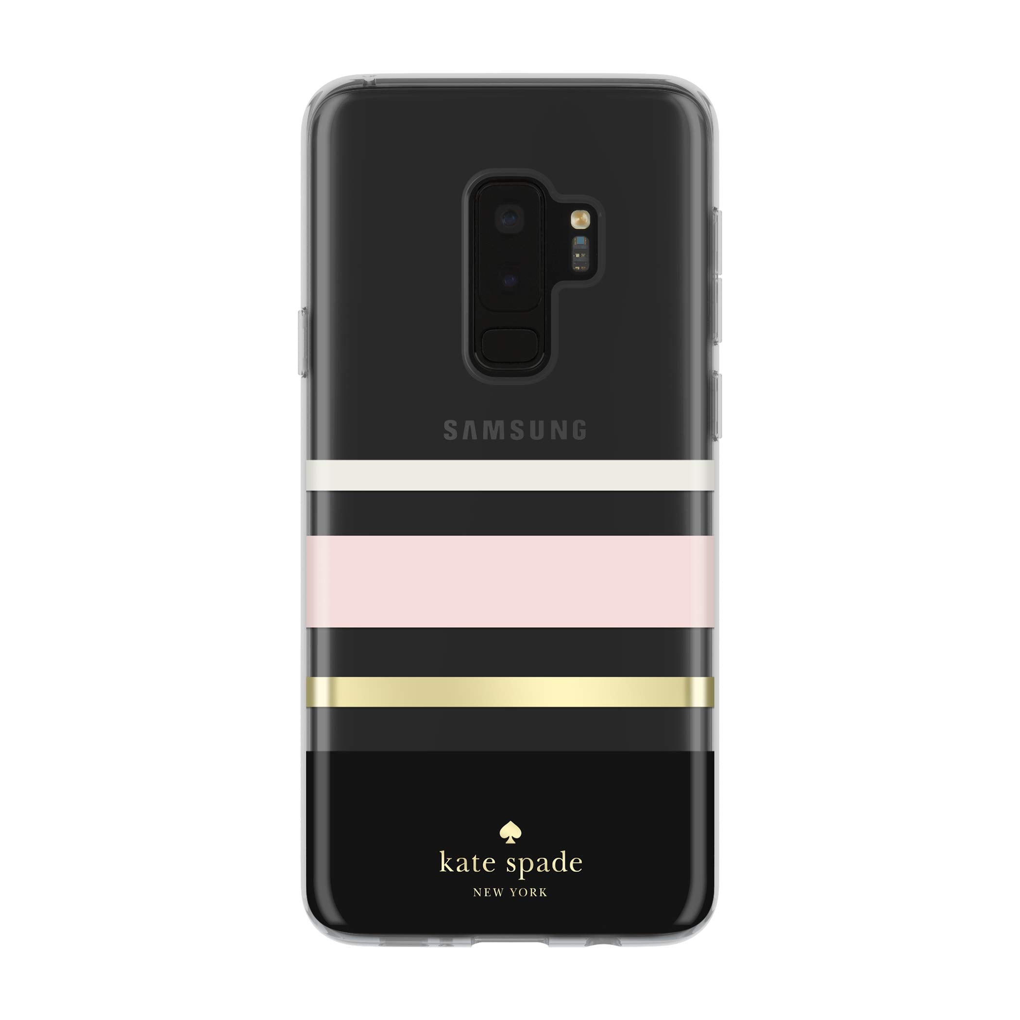 Kate Spade New York Phone Case | For Samsung Galaxy S9 Plus | Protective Clear Crystal Phone Cases With Slim Design And Drop Protection   Charlotte Stripe Black/Cream/Gold