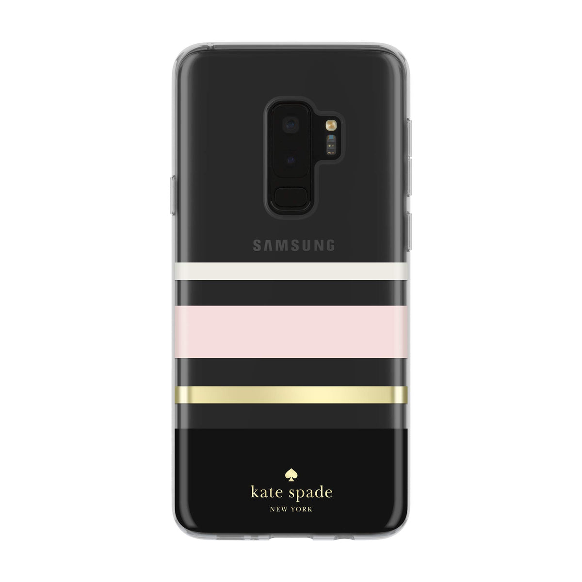 Kate Spade New York Phone Case | For Samsung Galaxy S9 Plus | Protective Clear Crystal Phone Cases With Slim Design And Drop Protection   Charlotte Stripe Black/Cream/Gold