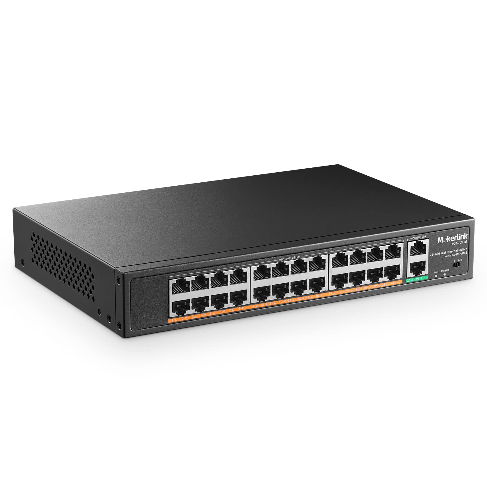 Mokerlink 24 Port Poe Switch With 2 Gigabit Uplink Ethernet Port, 400W High Power, Support Ieee802.3Af/At, Rackmount Unmanaged P